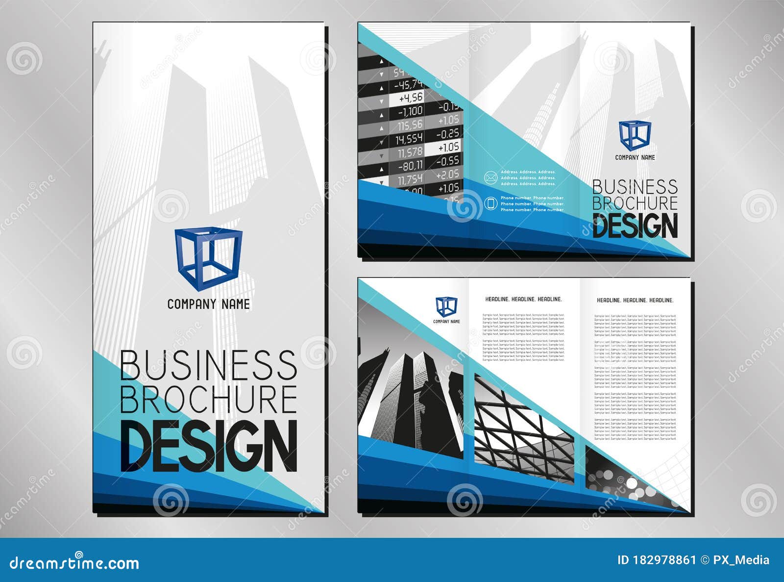 Business Trifold Brochure Flyer Template To Dl Format 3 X 99x210 Mm Stock Vector Illustration Of Company Layout