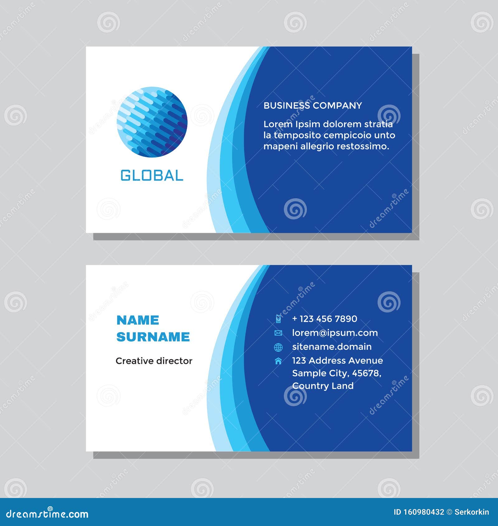 Business Visit Card Template with Logo - Concept Design. Computer Within Networking Card Template