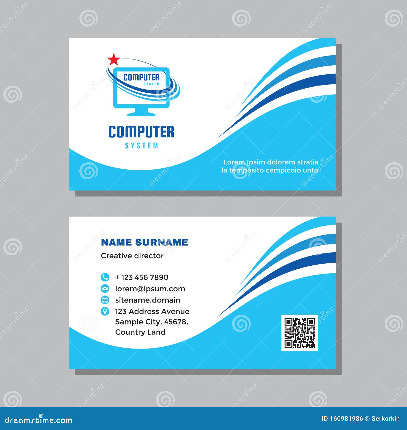 Business Visit Card Template with Logo - Concept Design. Computer With Free Business Cards Templates For Word