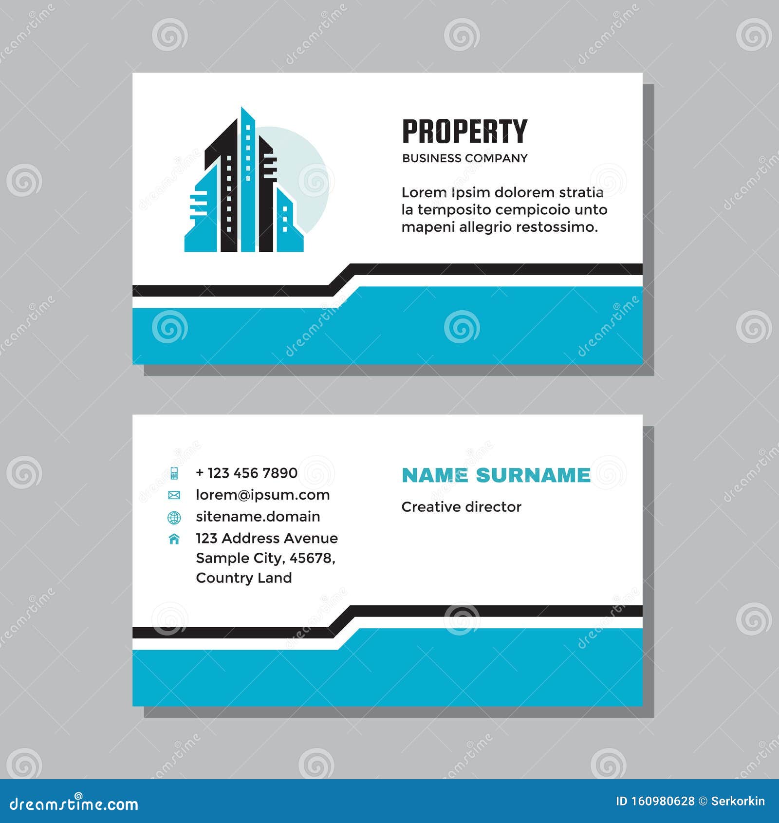 Business Visit Card Template with Logo - Concept Design. Real In Real Estate Business Cards Templates Free