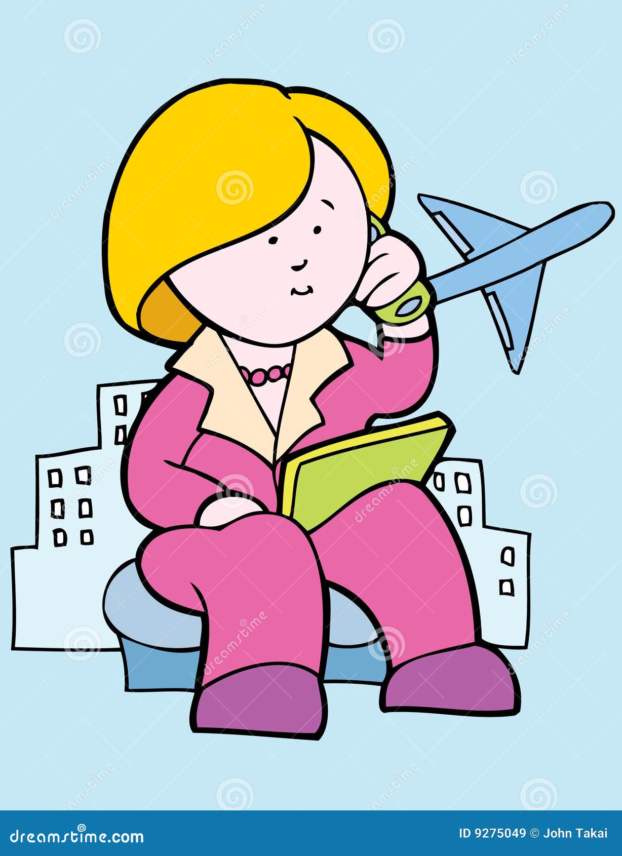 Business Woman at the Airport Stock Vector - Illustration of flight ...