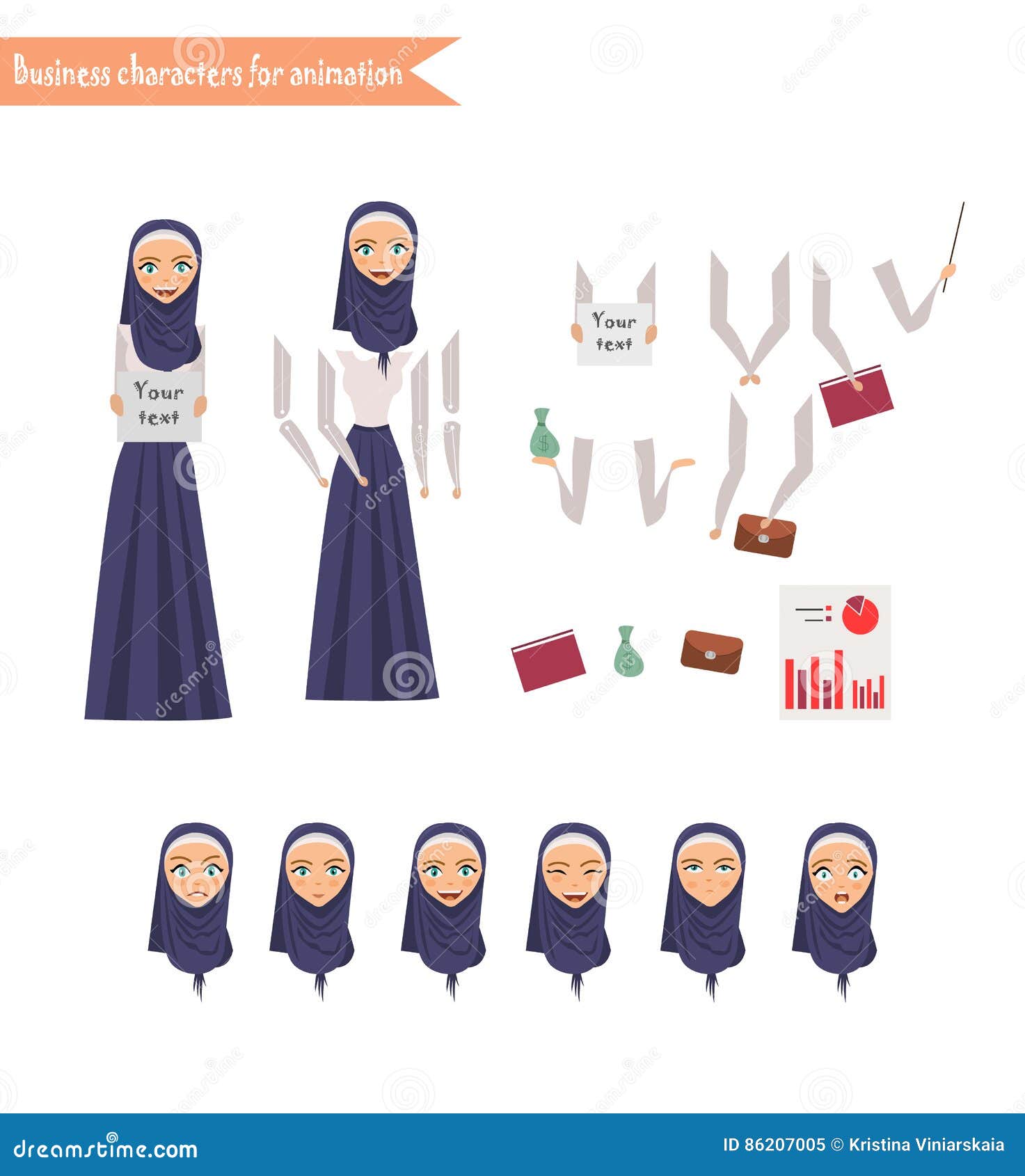 Business Woman For Animation Stock Vector - Illustration of head, happy