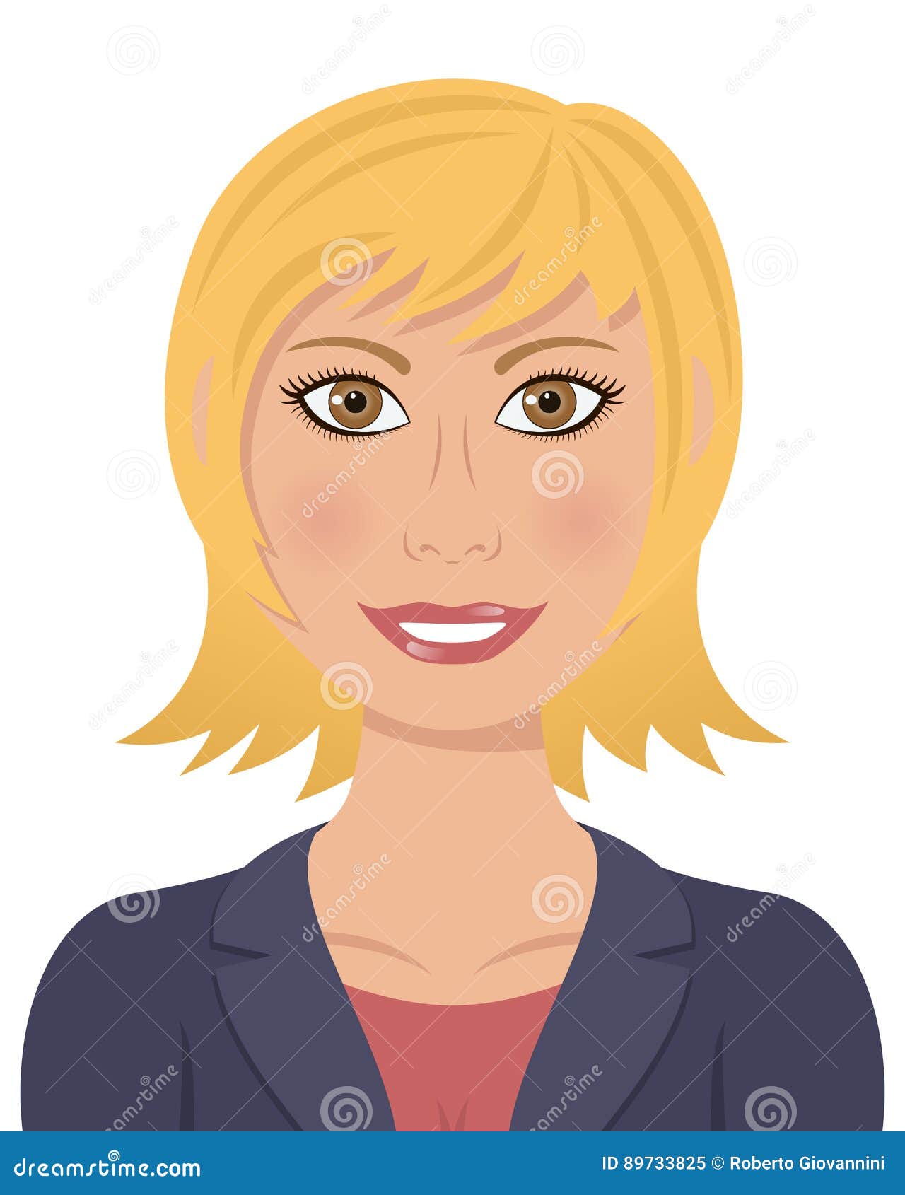 Business Woman Blond Hair Brown Eyes Stock Vector Illustration