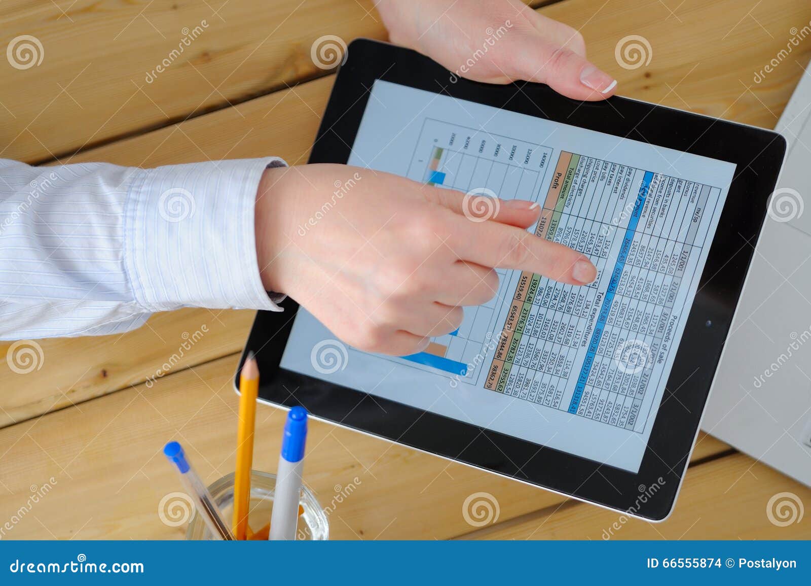 Business Woman Brainstorming Data Target Financial Concept. Stock Photo