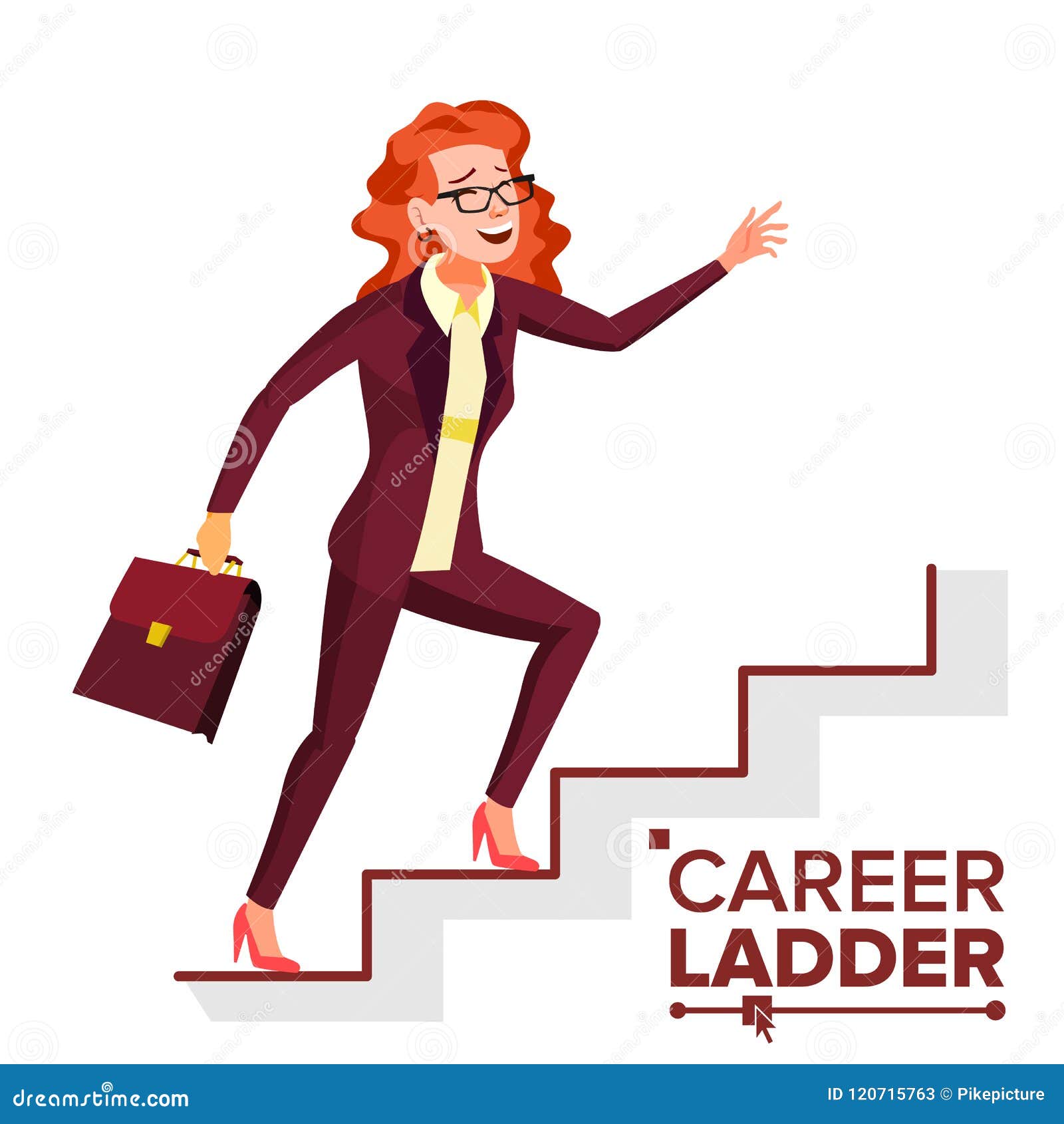 Business Woman Climbing Career Ladder Vector. Fast Growth. Stairs. Job  Success Concept. Step by Step. Isolated Cartoon Stock Vector - Illustration  of creative, advice: 120715763