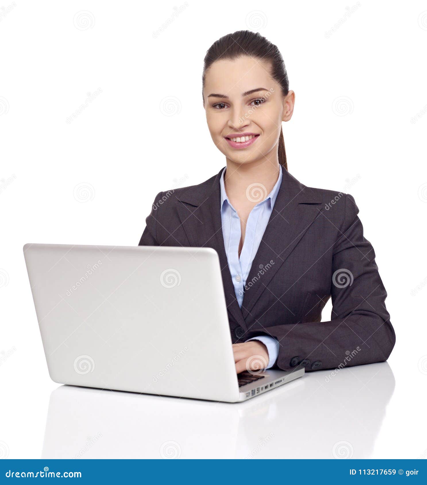 Business woman at desk stock image. Image of females - 113217659