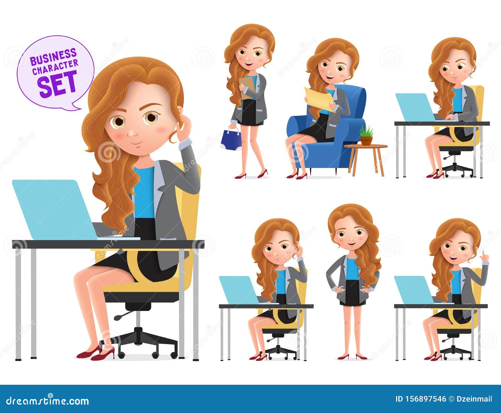 Young Office Manager With Her Business Accessories Vector Character –  eLearningchips