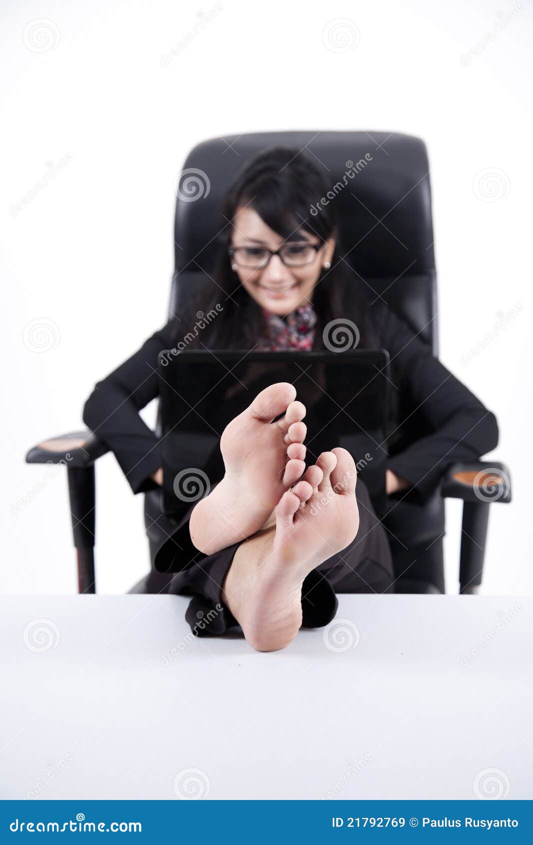 Business Woman with Feet Up on a Table Stock Image Image of happy