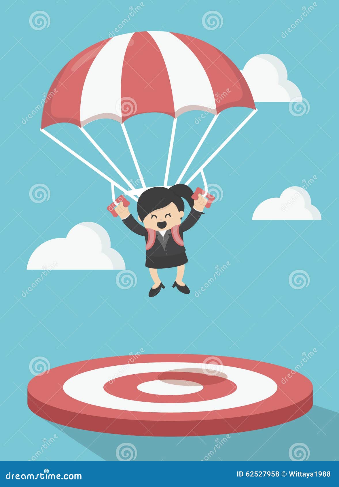 Business Woman Focused on a Target Stock Vector - Illustration of happy ...