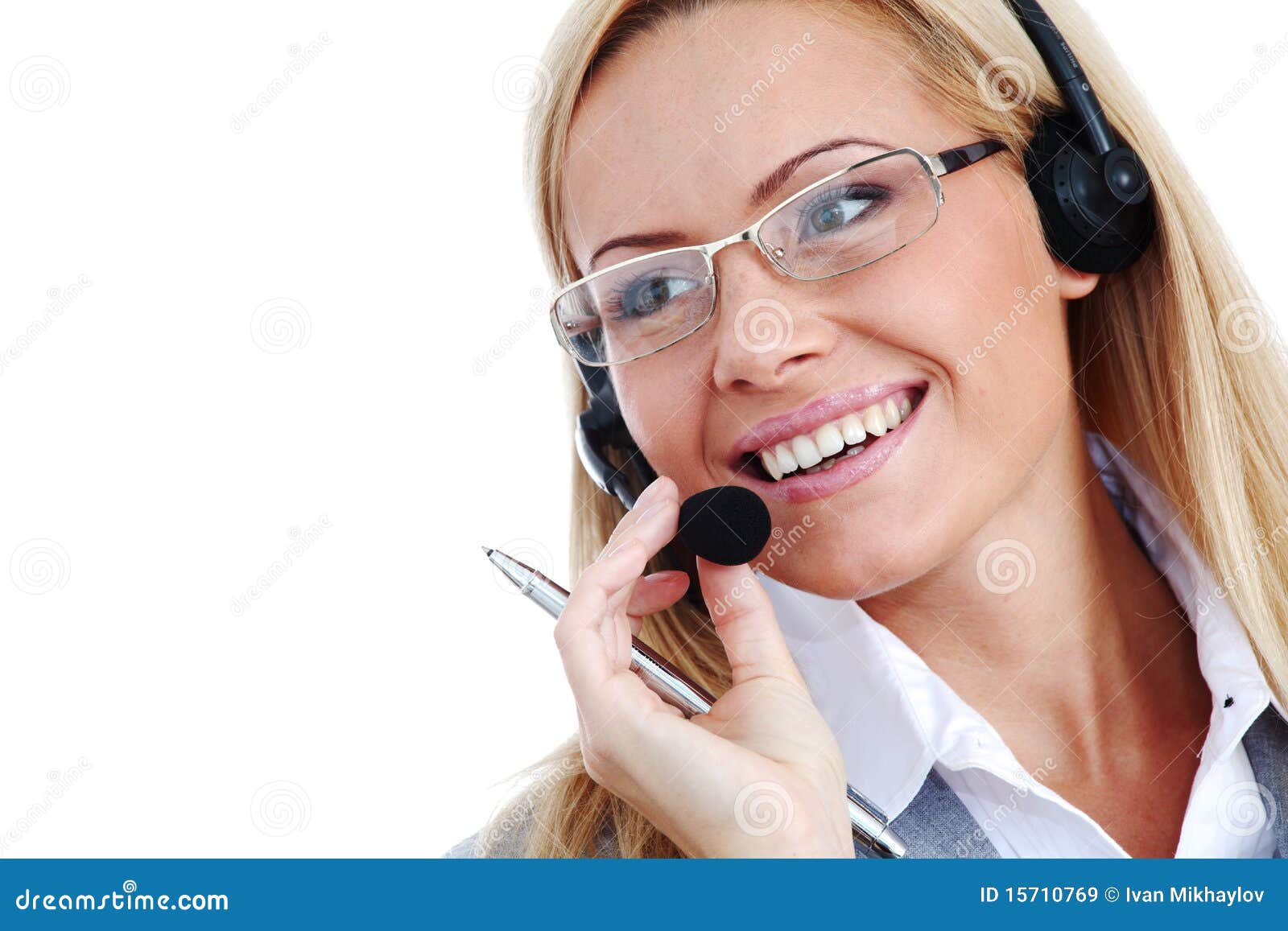 business woman in headset