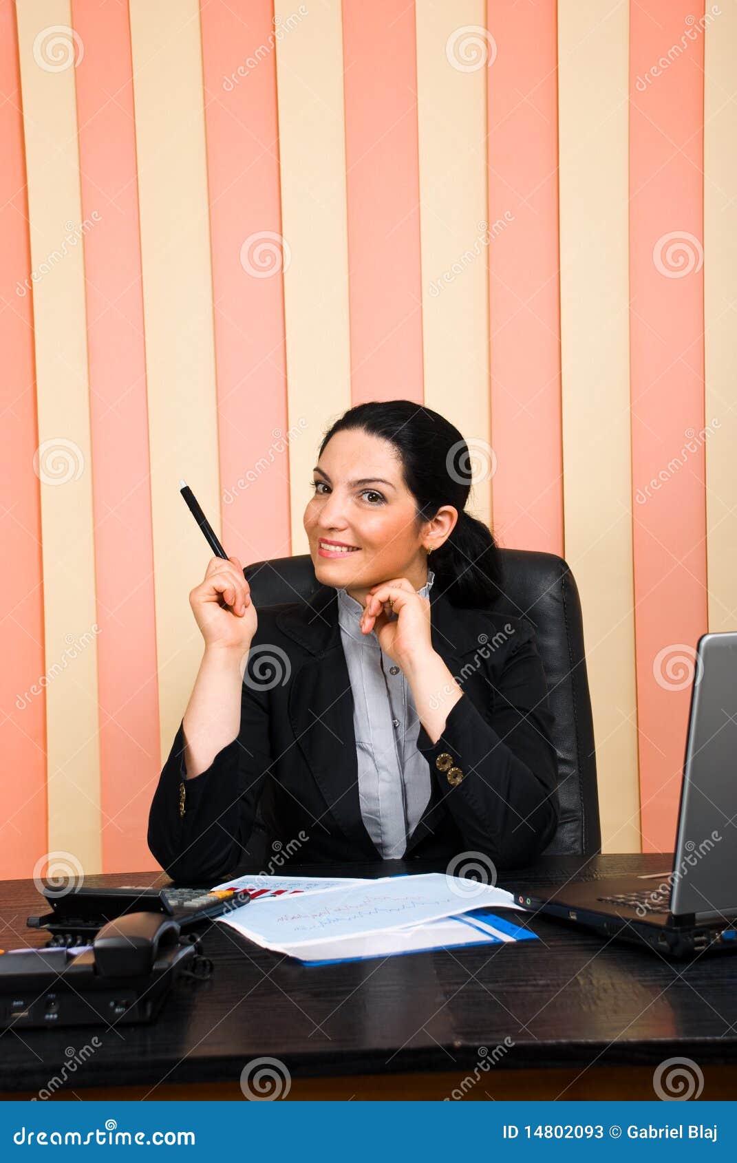 business woman indicate with pencil