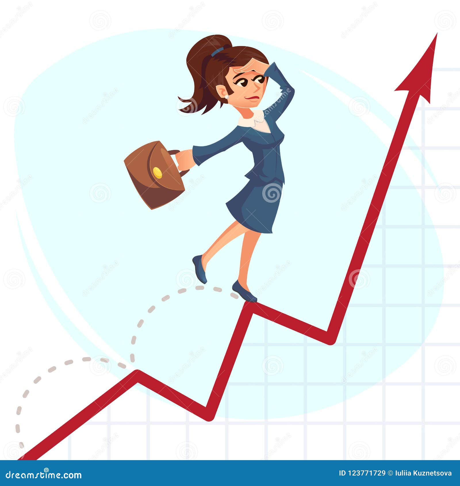 Business Woman Jump Over Growing Chart Business Success Concept. Vector  Creative Cartoon Illustrations Stock Illustration - Illustration of female,  ideas: 123771729
