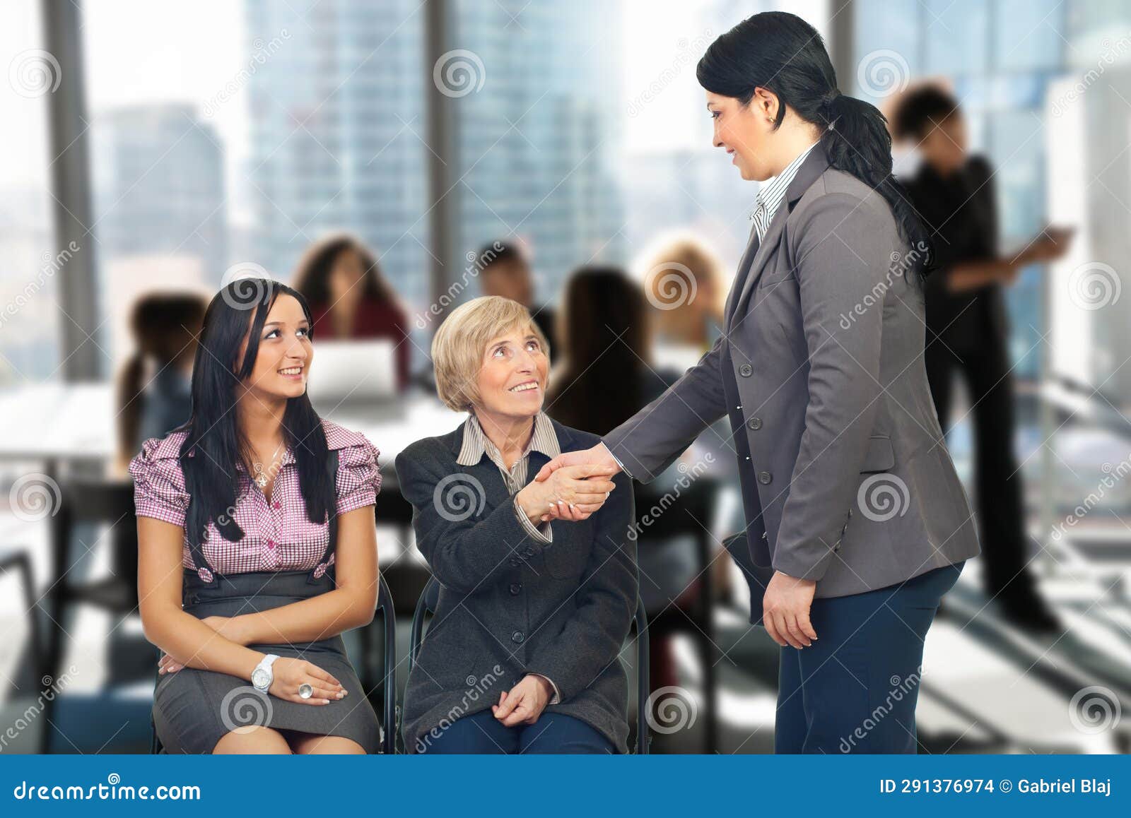 business woman make acquaintance