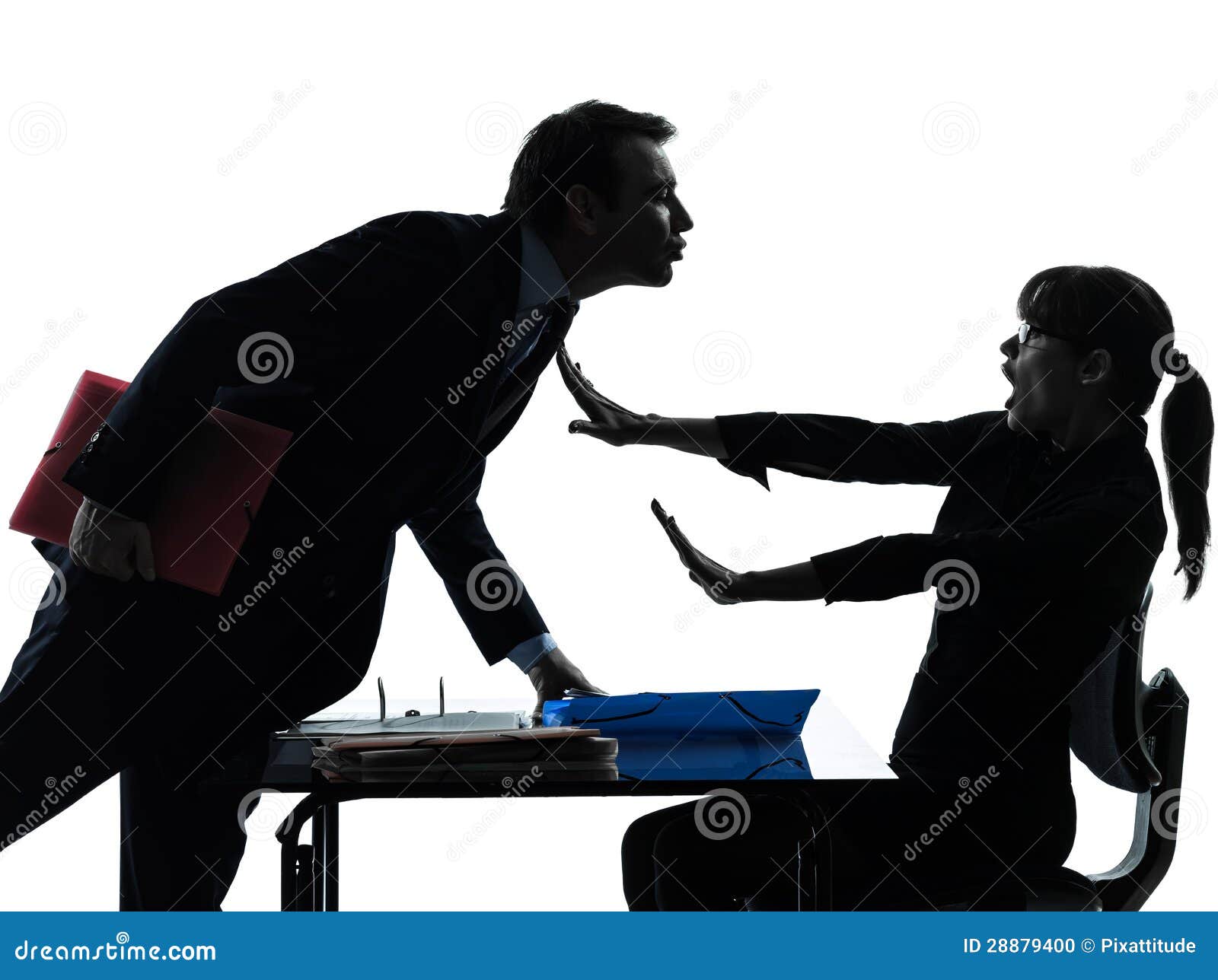 business woman man couple sexual harassment silhouette