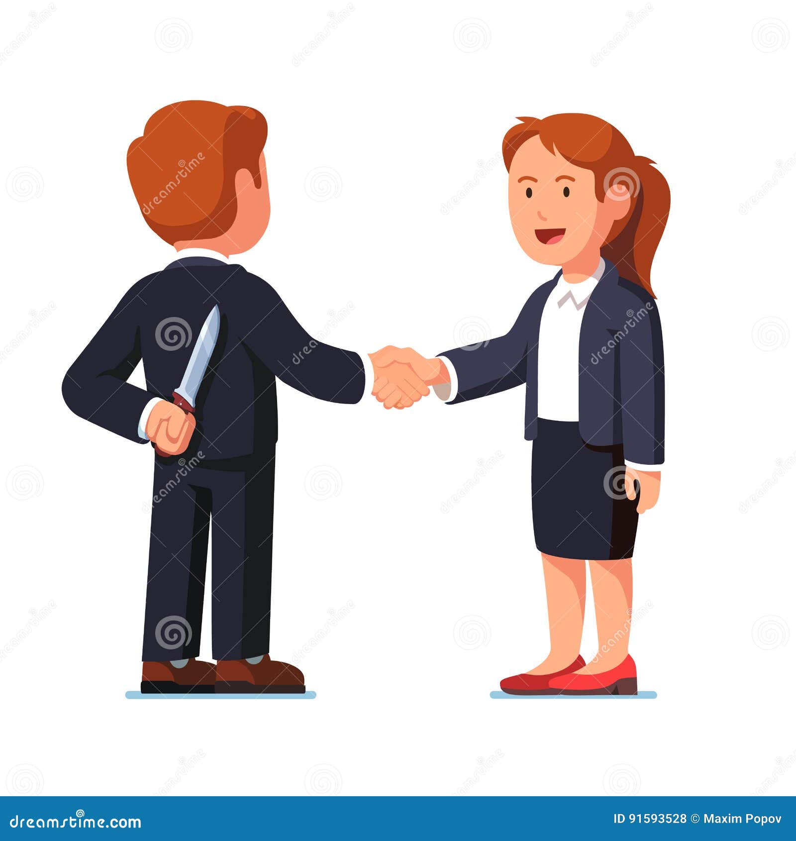 Business Woman and Man Standing Shaking Hands Stock Vector ...