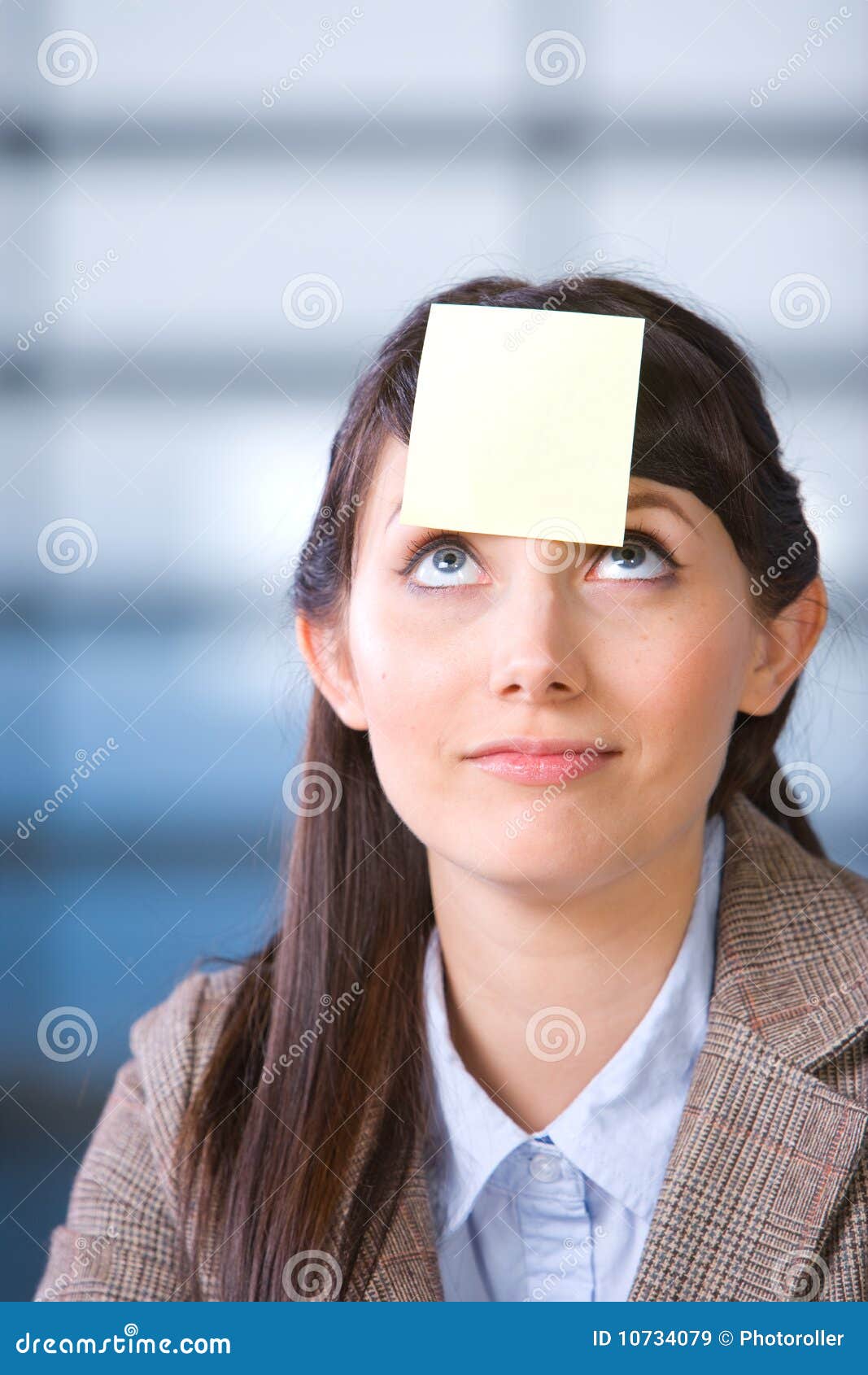 Business Woman Post it on Head Stock Image Image of female, girl
