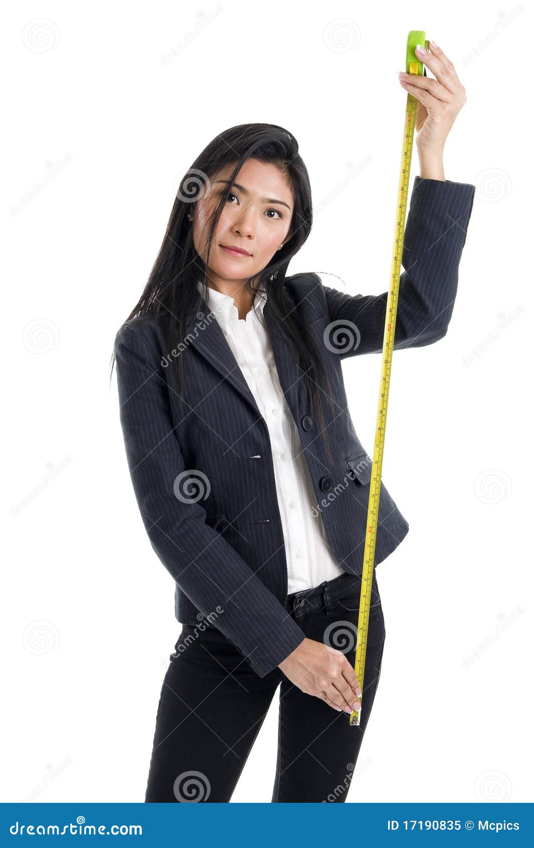 Business woman with ruler stock image. Image of concept 17190835