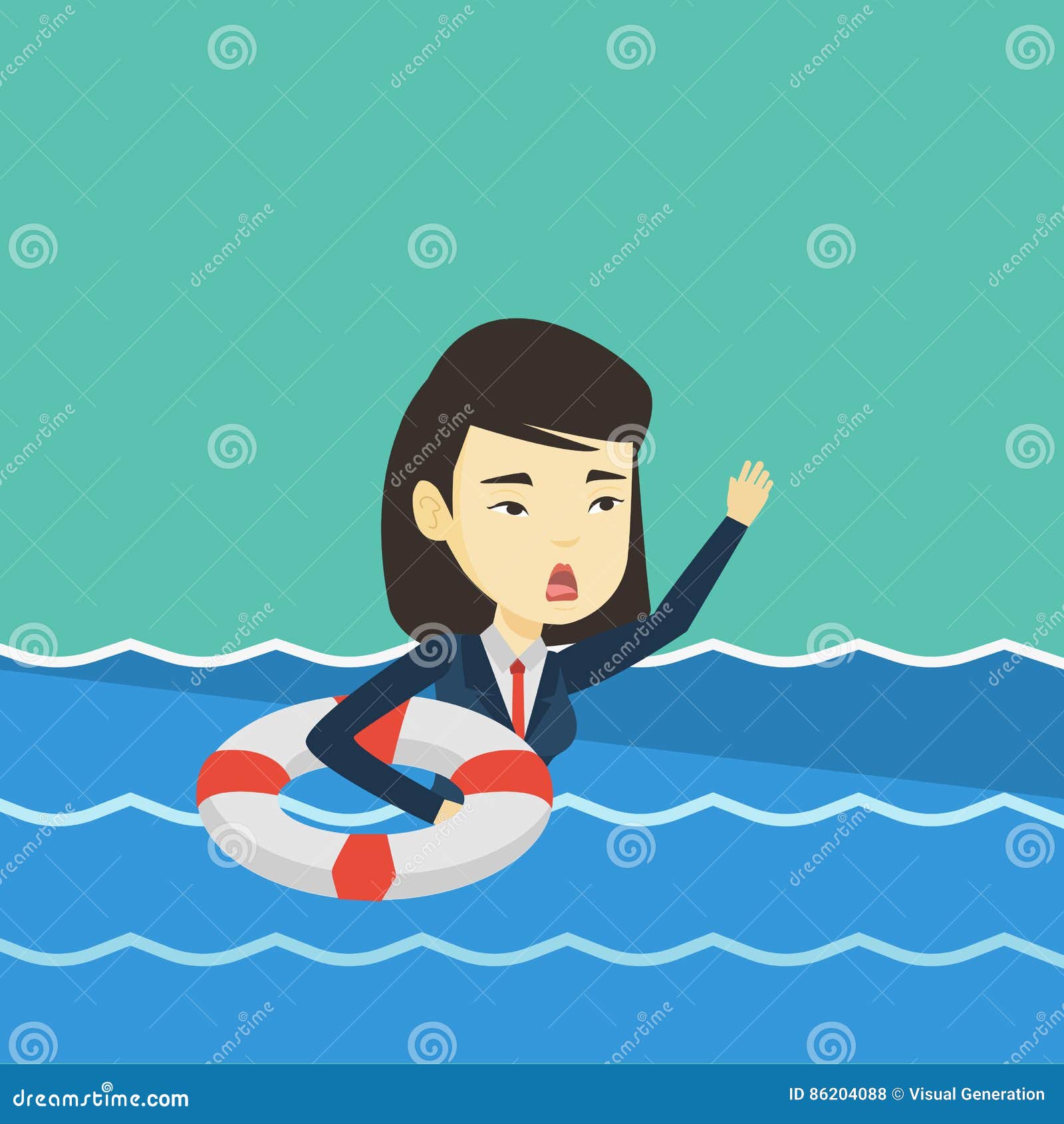 Sinking Man In Lifebuoy Royalty-Free Stock Photography | CartoonDealer ...