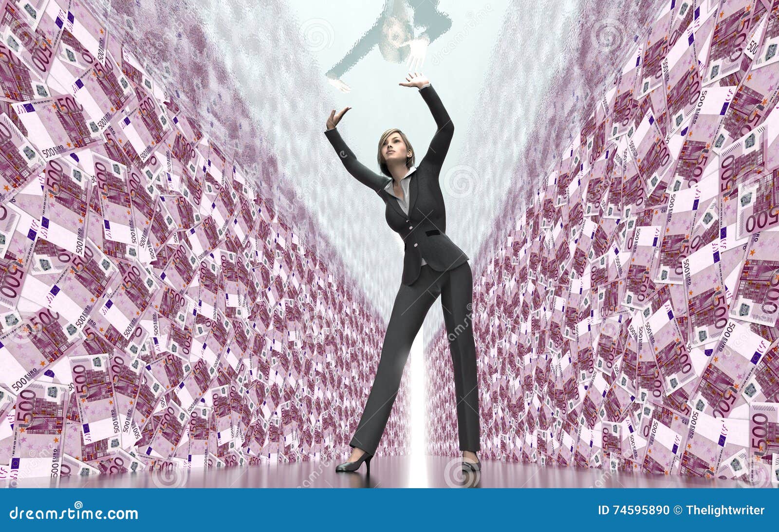 Business Woman Under Glass Ceiling Stock Illustration