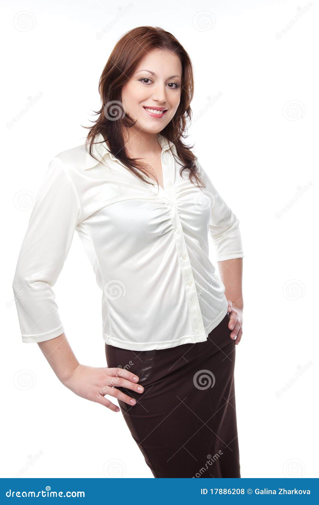 Business Woman in a White Blouse and Skirt Stock Photo - Image of girl ...