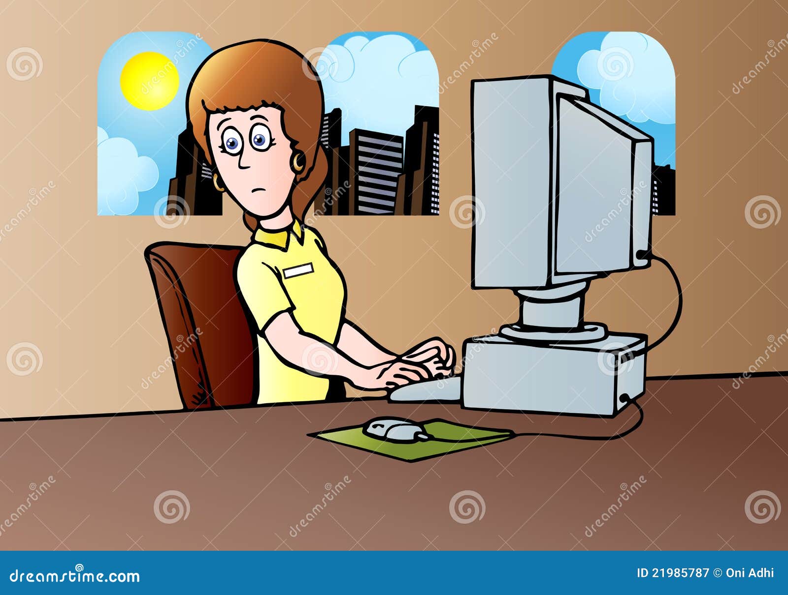 Business Woman Working in the Office Stock Illustration - Illustration