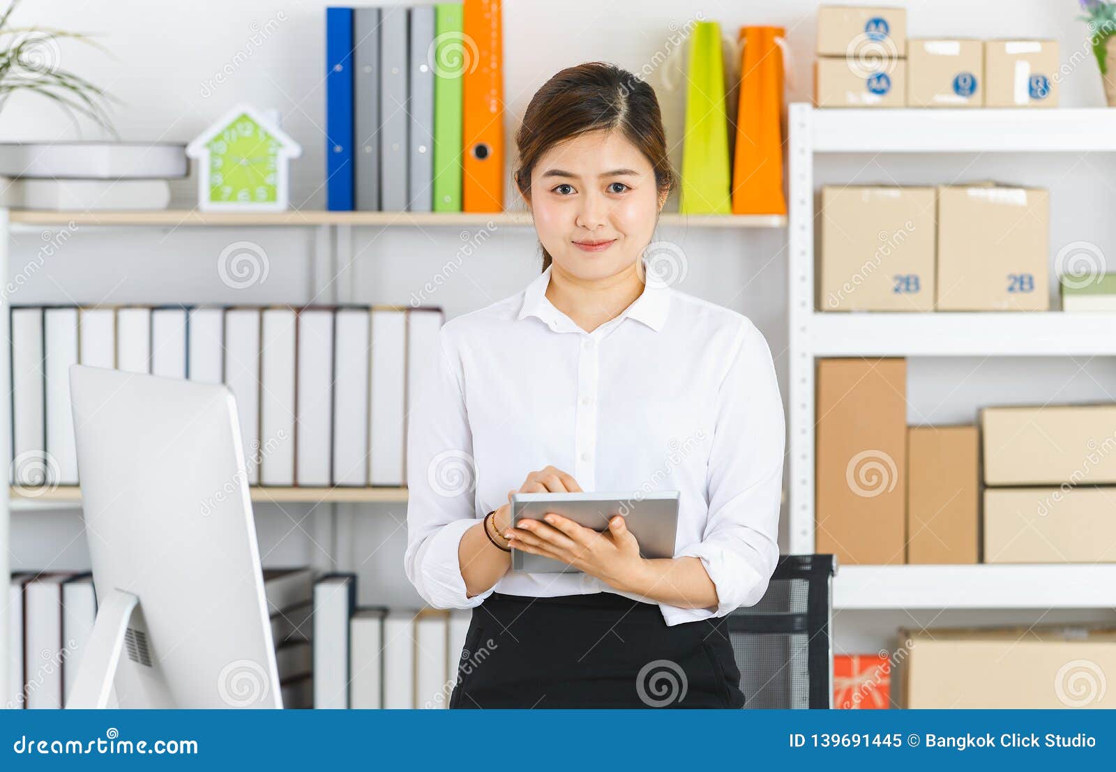 Business Woman Working in Startup Office Stock Image - Image of ...