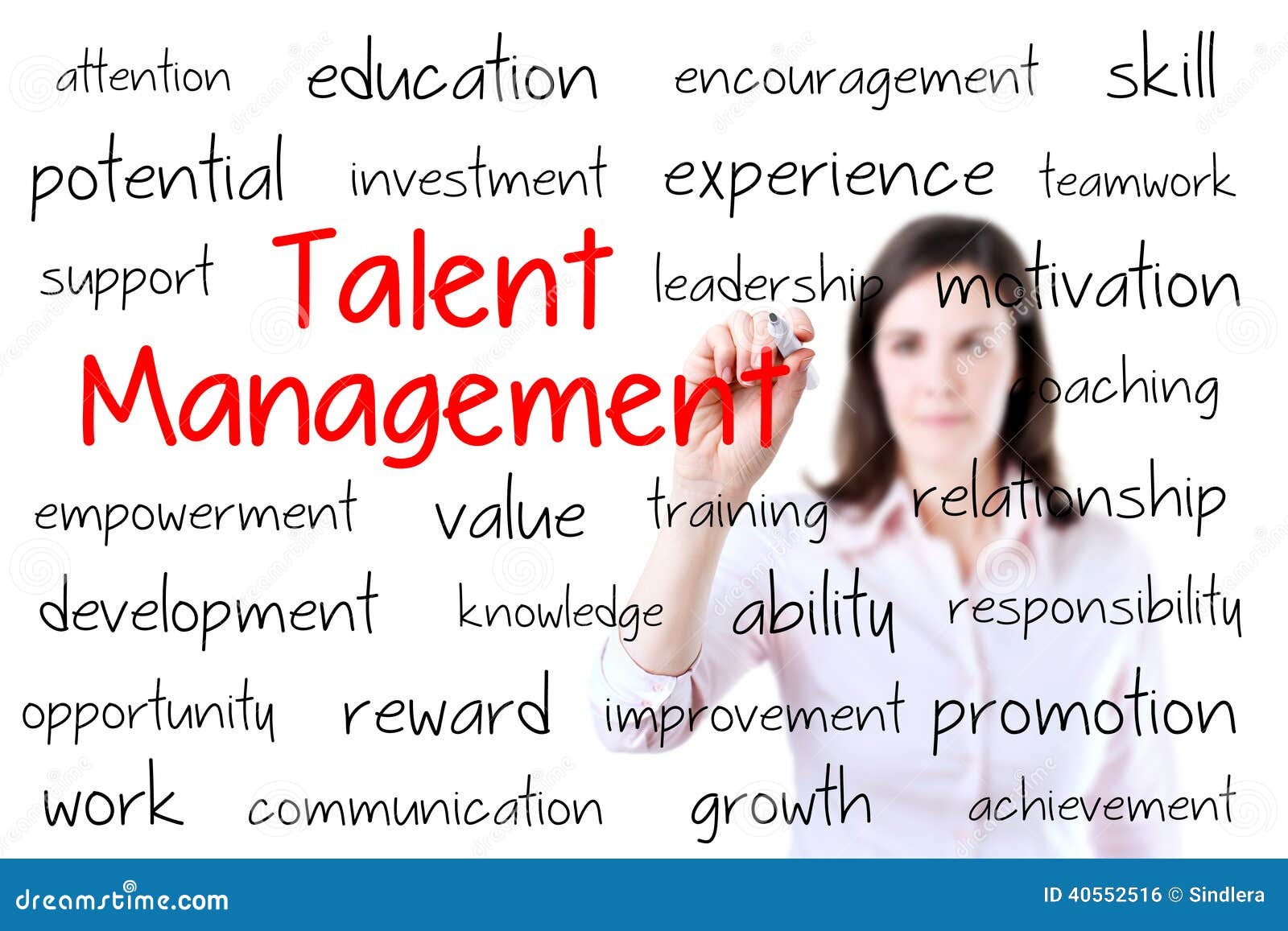 business woman writing talent management concept.