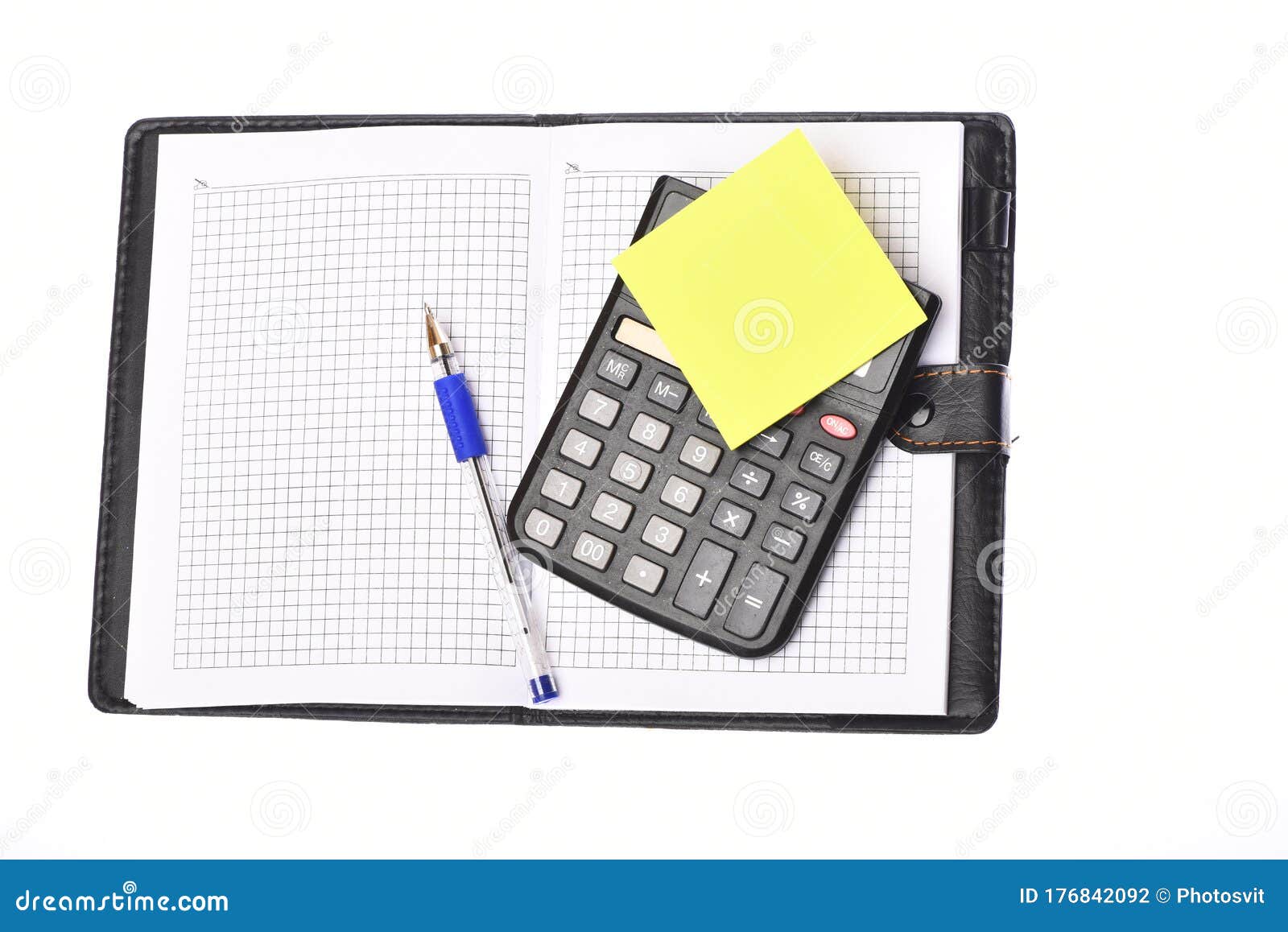 business and work concept: leather covered notebook with blank pages