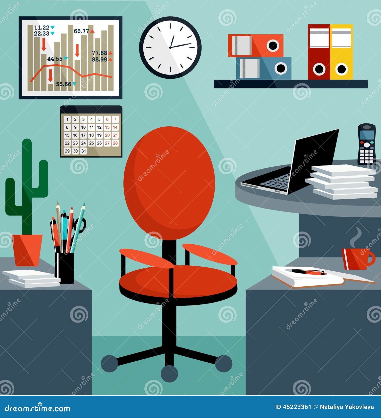 Business Workplace with Office Things Stock Vector Illustration of