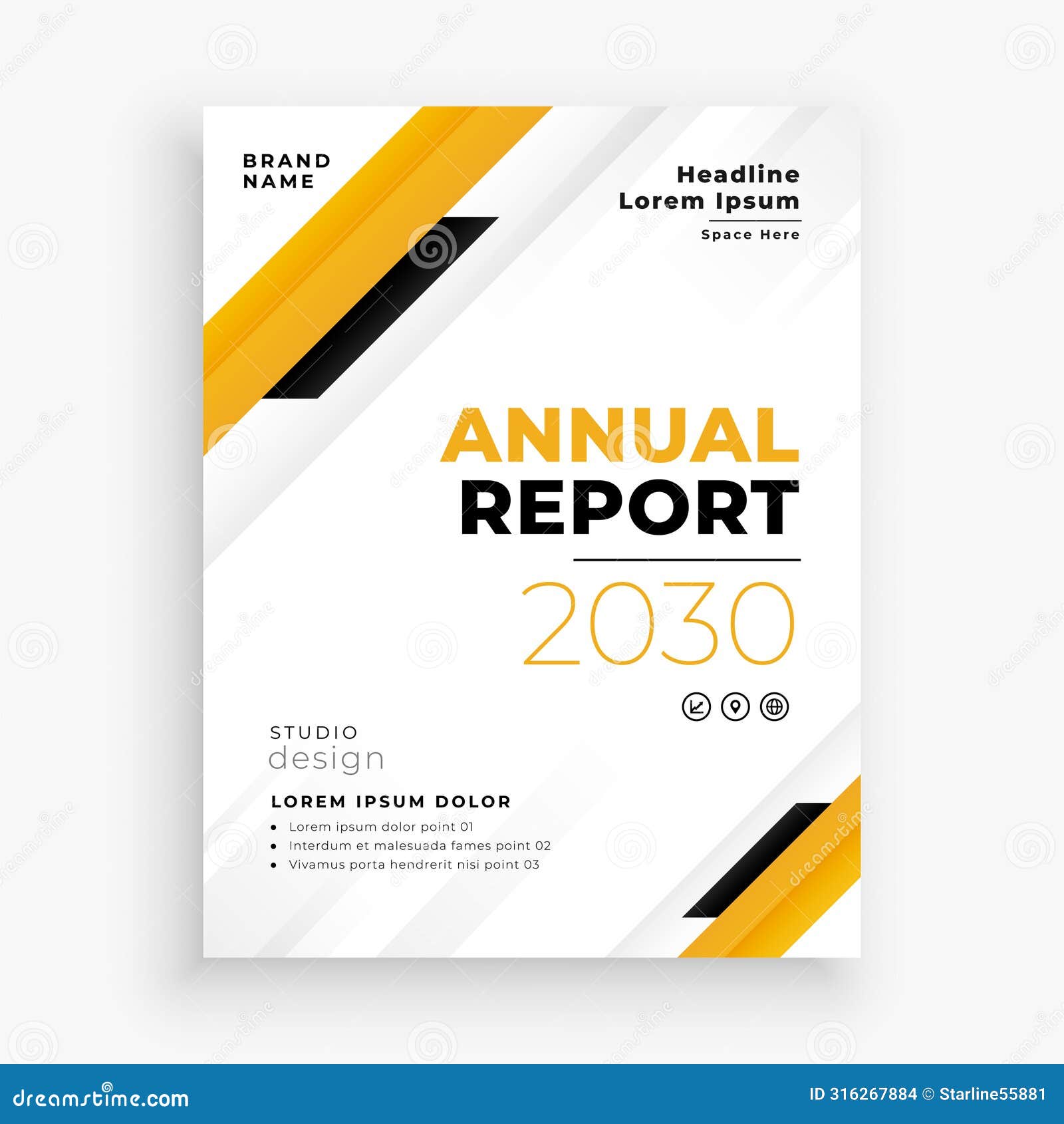 business yearly data report flyer in yellow theme