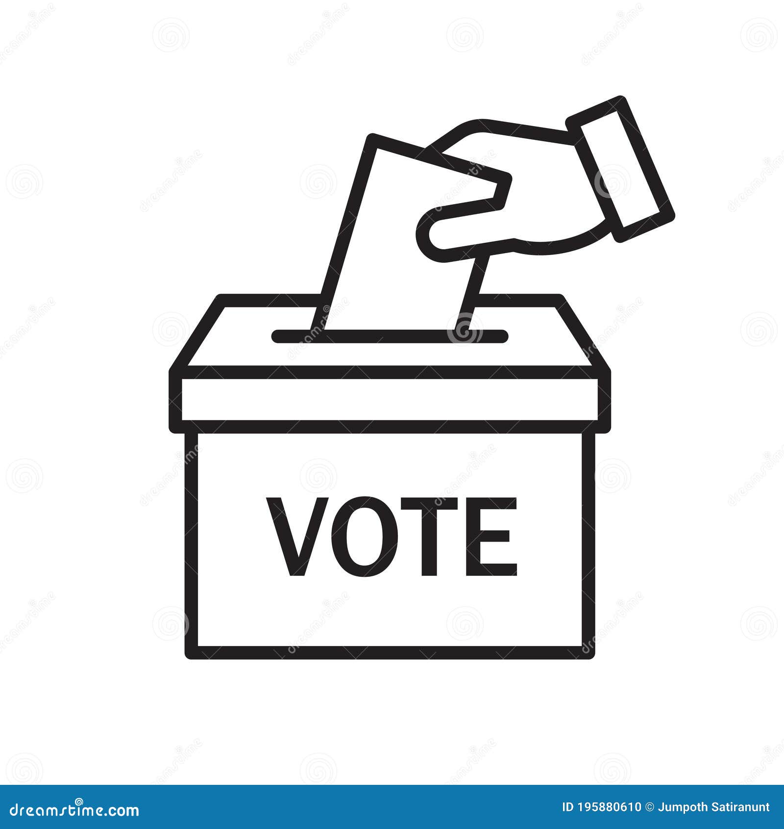 Hand Voting Ballot Box Icon Election Vote Concept Simple Line Design hand-voting-ballot-box-icon-election-vote-concept-simple-line-design