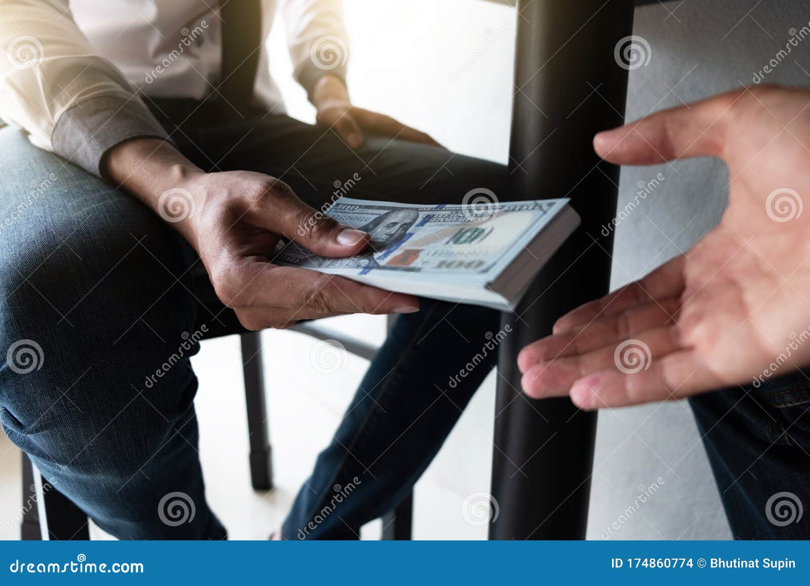 Businessman are Accepting Bribes Under the Table Stock Photo Image of