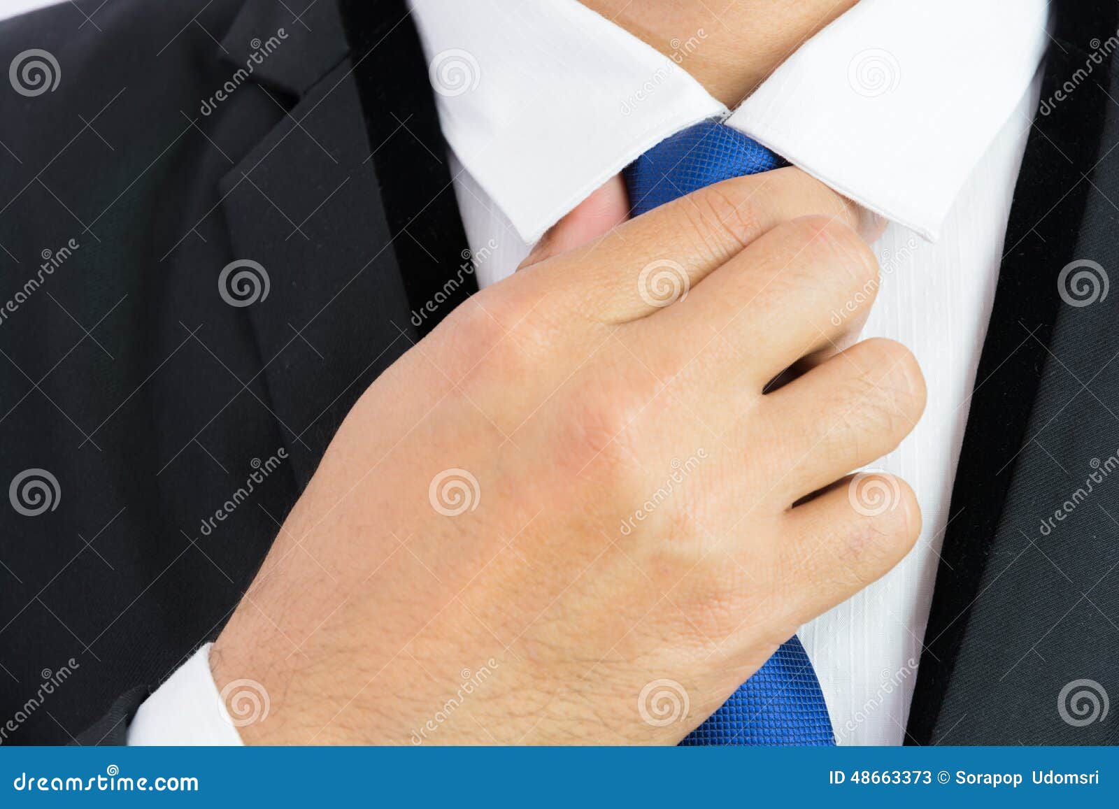 Businessman Adjusting Necktie Isolated Stock Image - Image of manager ...