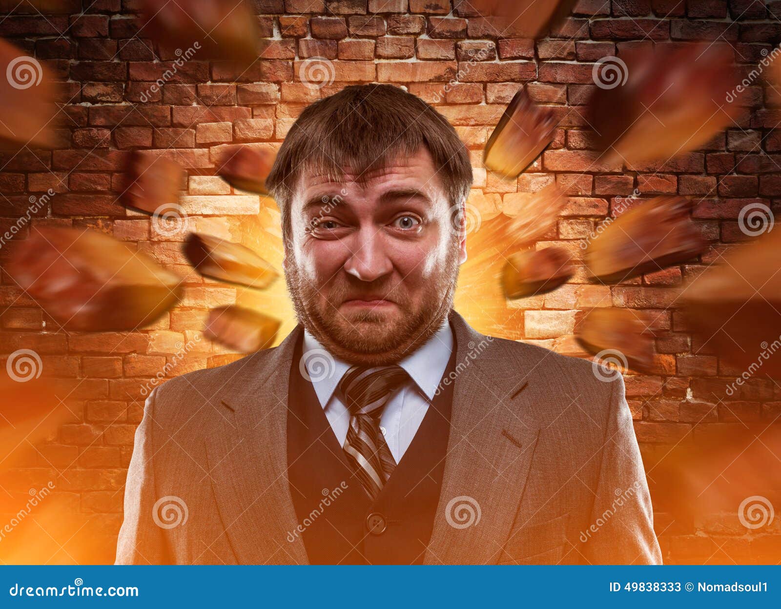 Businessman Agaist Brick Wall Stock Image Image of architecture