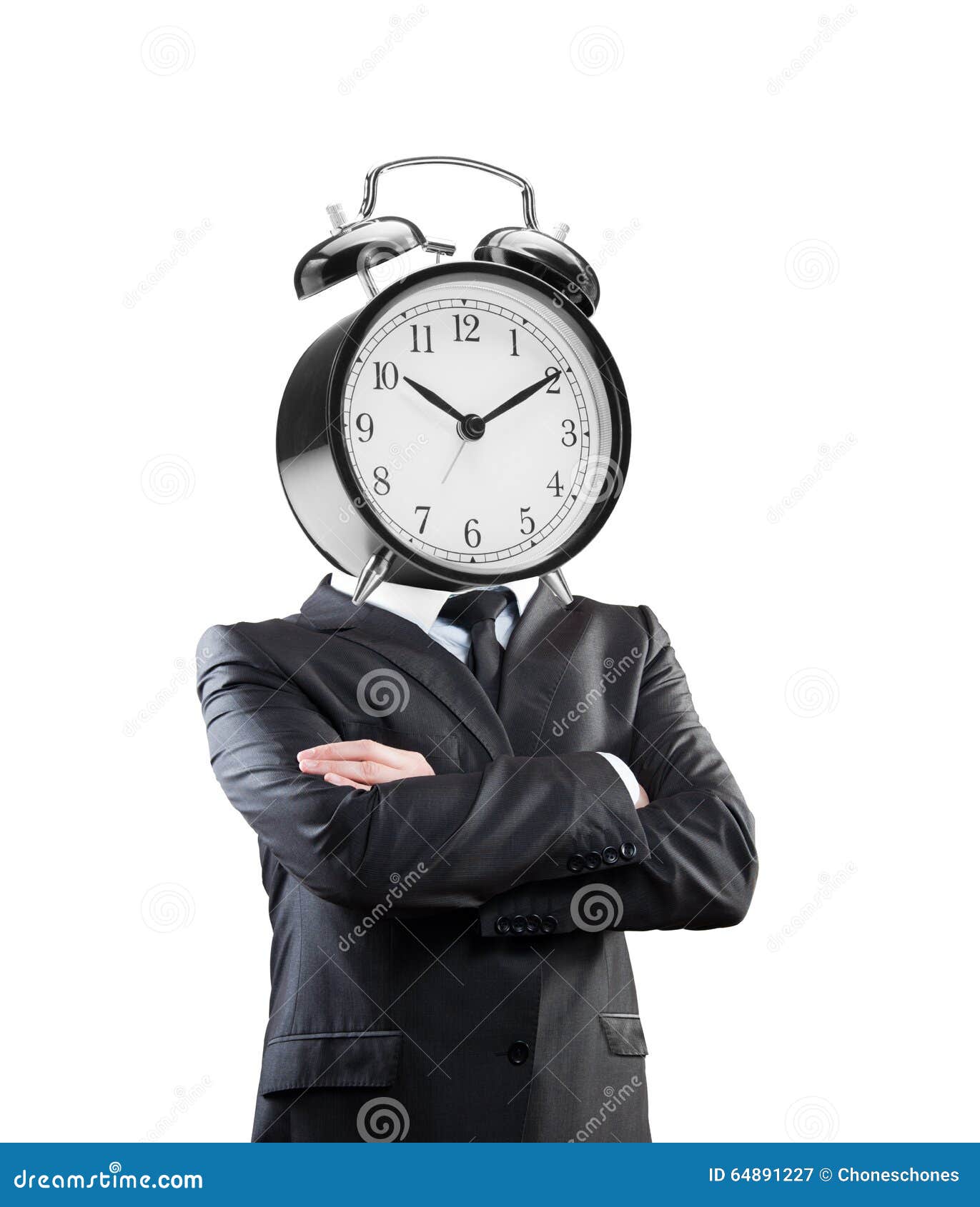 Businessman with Alarm Clock Head Stock Image Image of front, full
