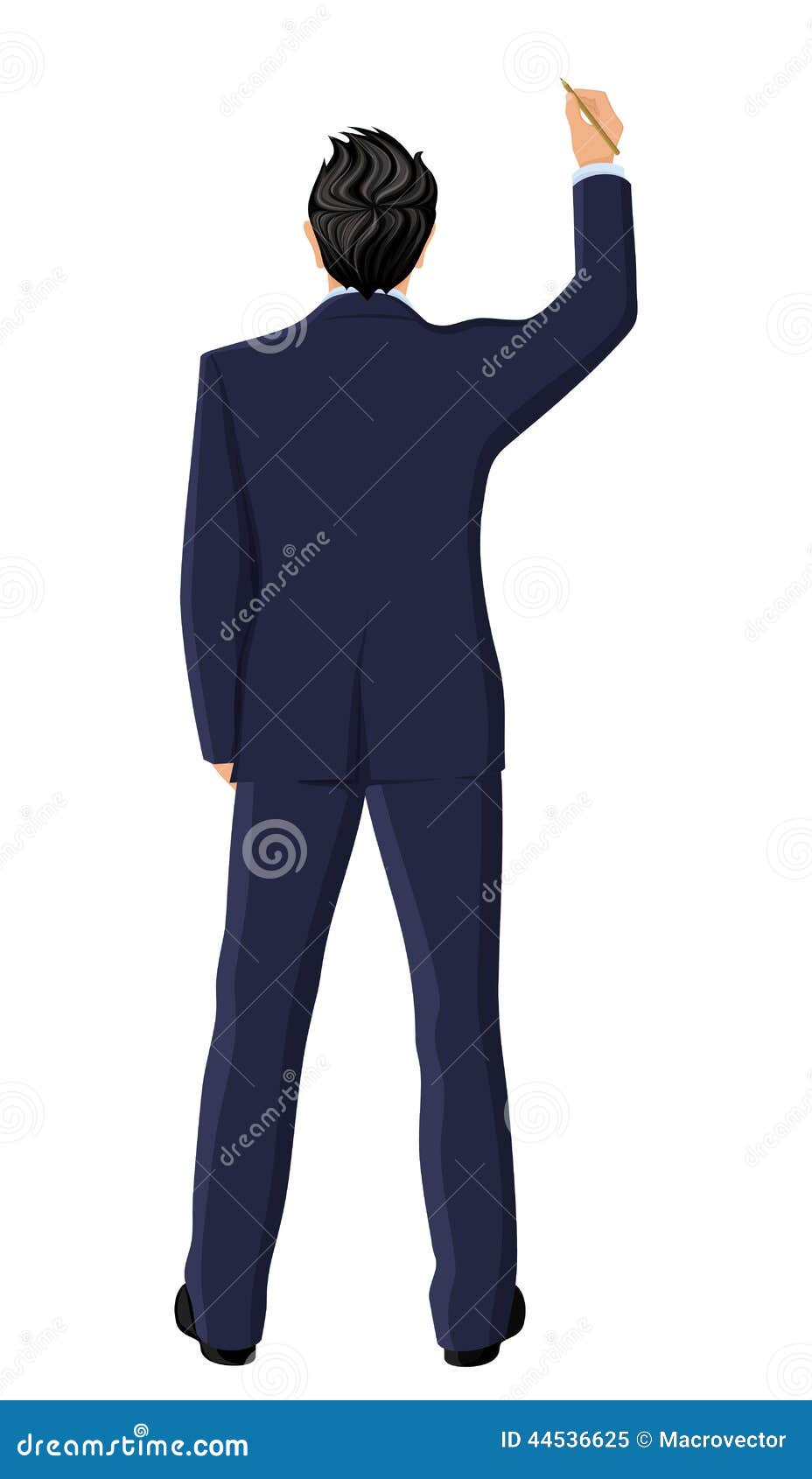 Businessman back view stock vector. Illustration of hand - 44536625