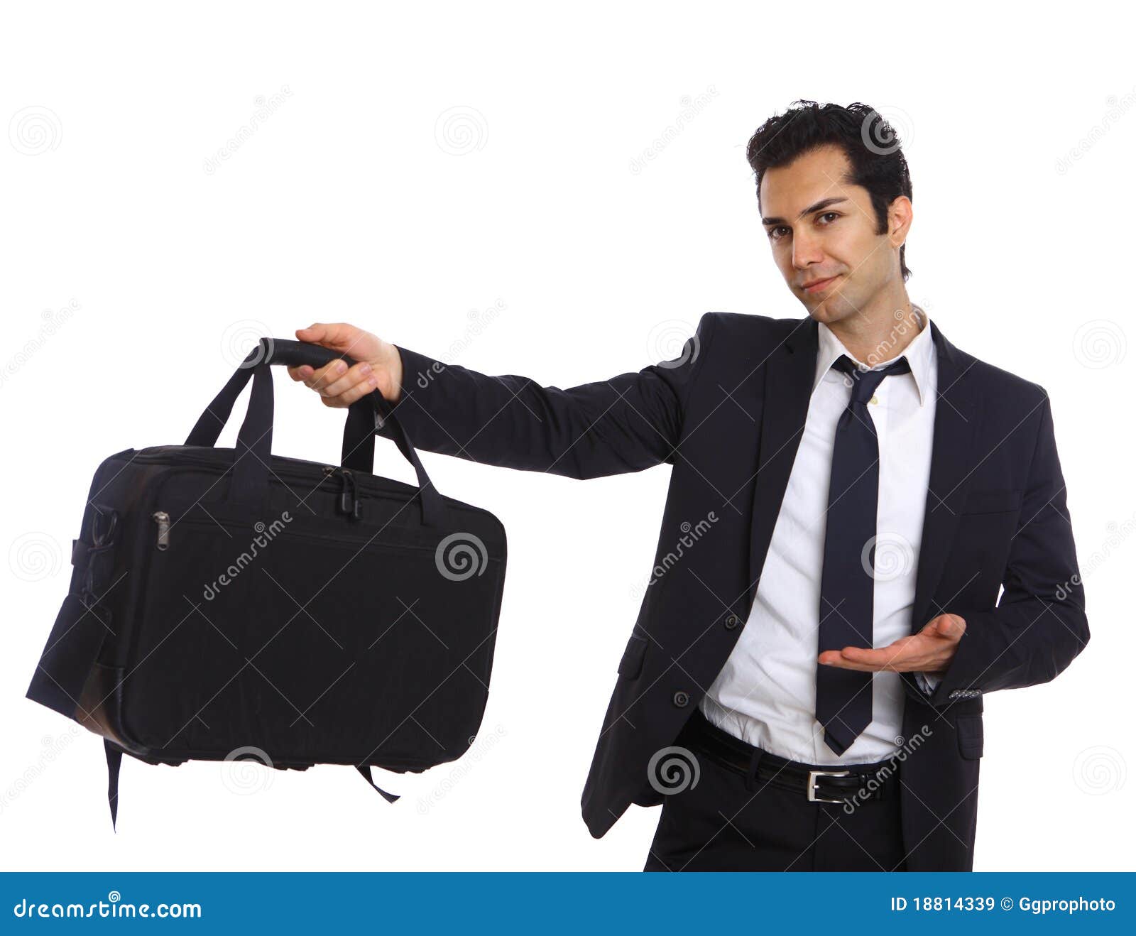 Businessman with bag stock image. Image of black, cute 18814339
