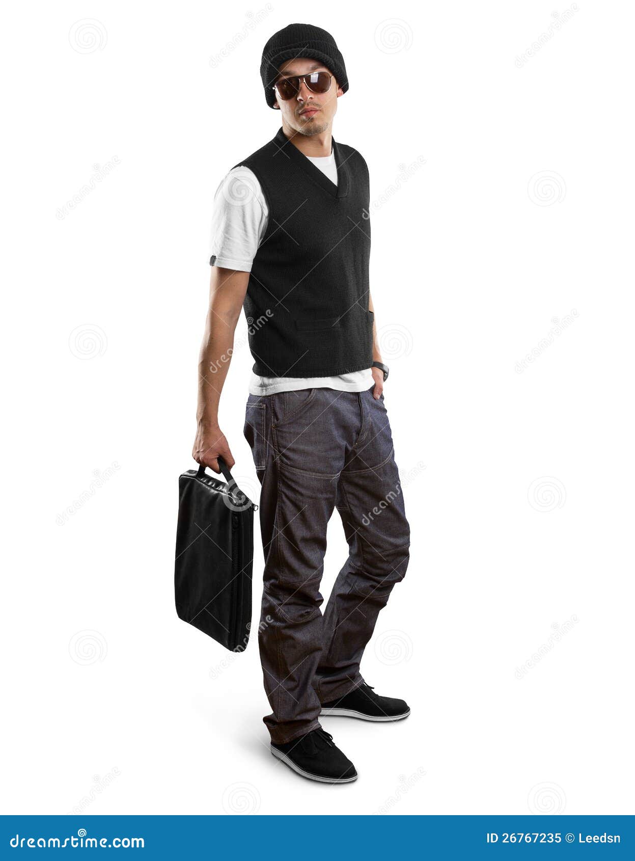 Businessman with bag stock image. Image of isolated, contemporary