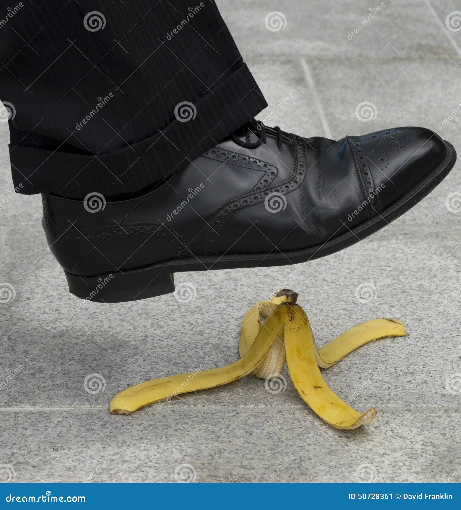Man Stepping on Banana Peel, Skin in Street, Work Accident, Danger ...