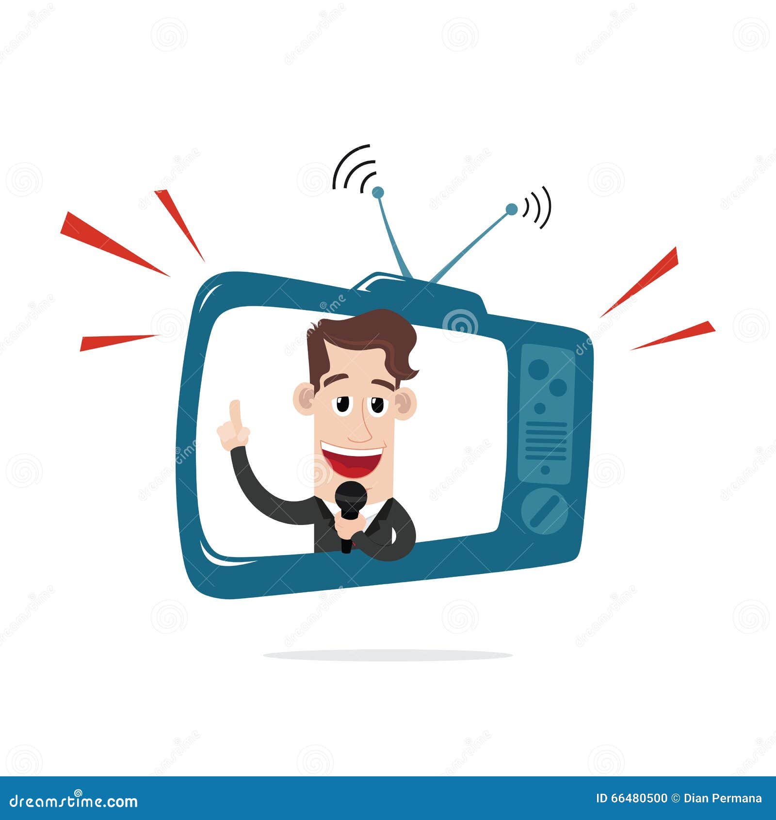 Businessman Behind TV Screen Stock Vector - Illustration of anchor, idea:  66480500