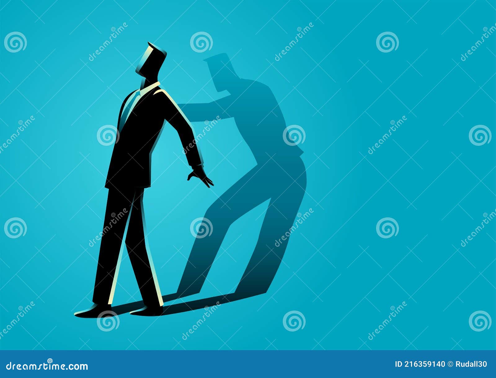 businessman being pushed by his own shadow