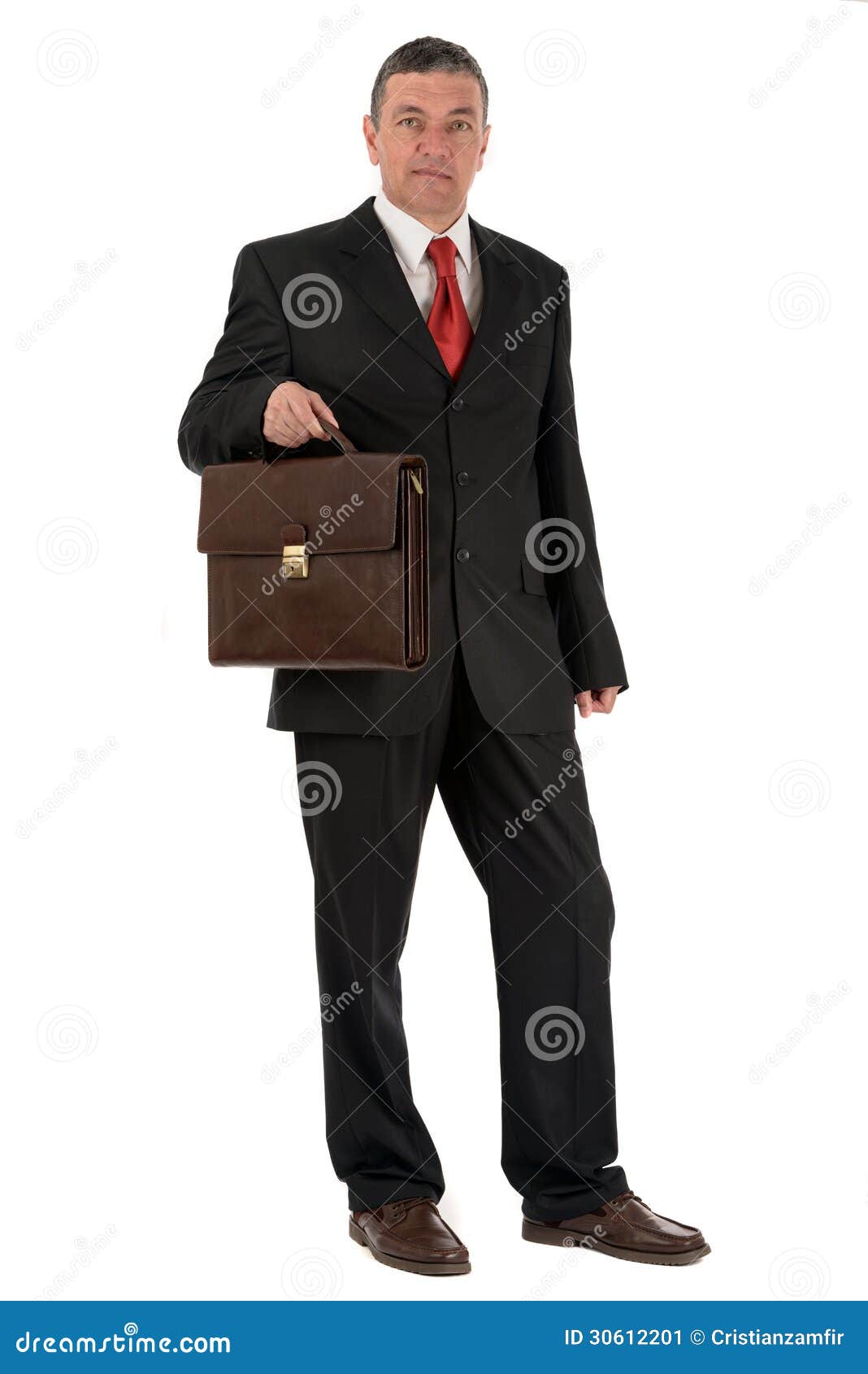 Businessman with Briefcase Isolated on White Background Stock Image ...