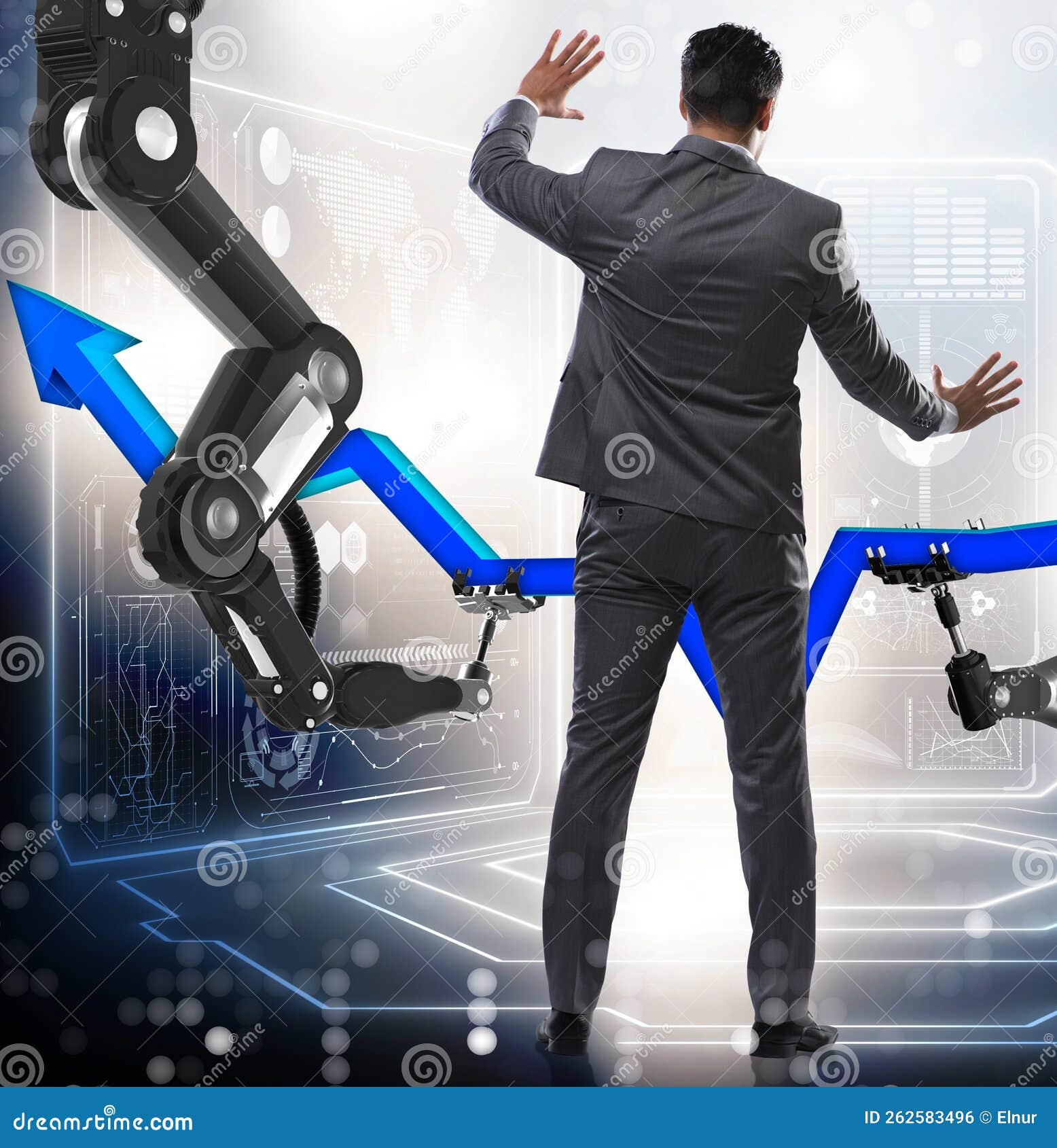 Businessman in Business Concept with Robotic Arm Stock Photo Image of