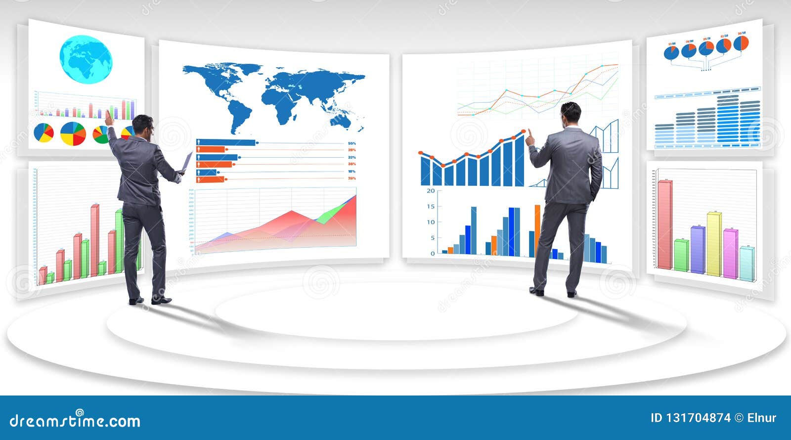 the businessman in business visualization and infographics concept