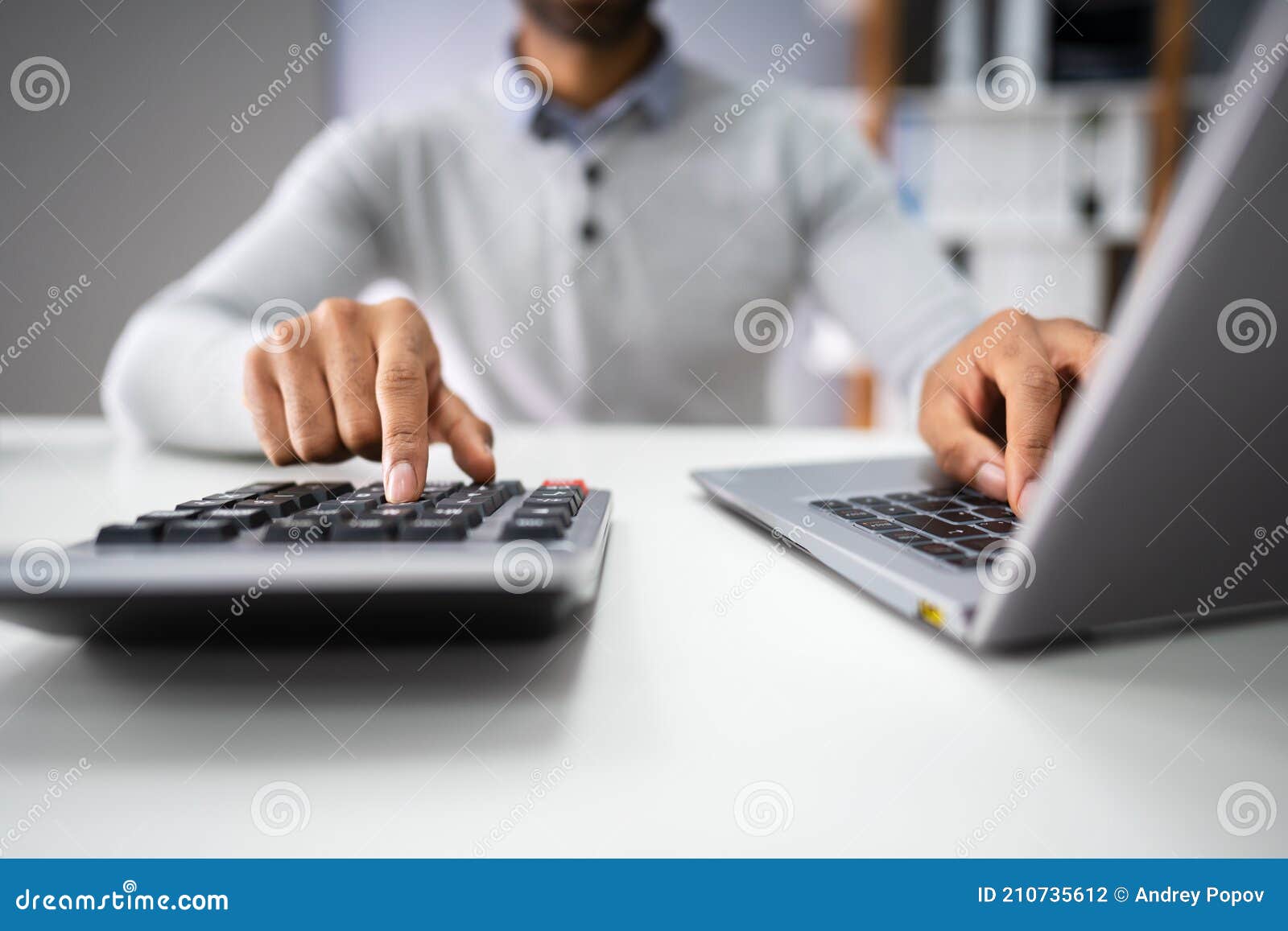 Businessman Calculating Expense in Office Stock Photo Image of