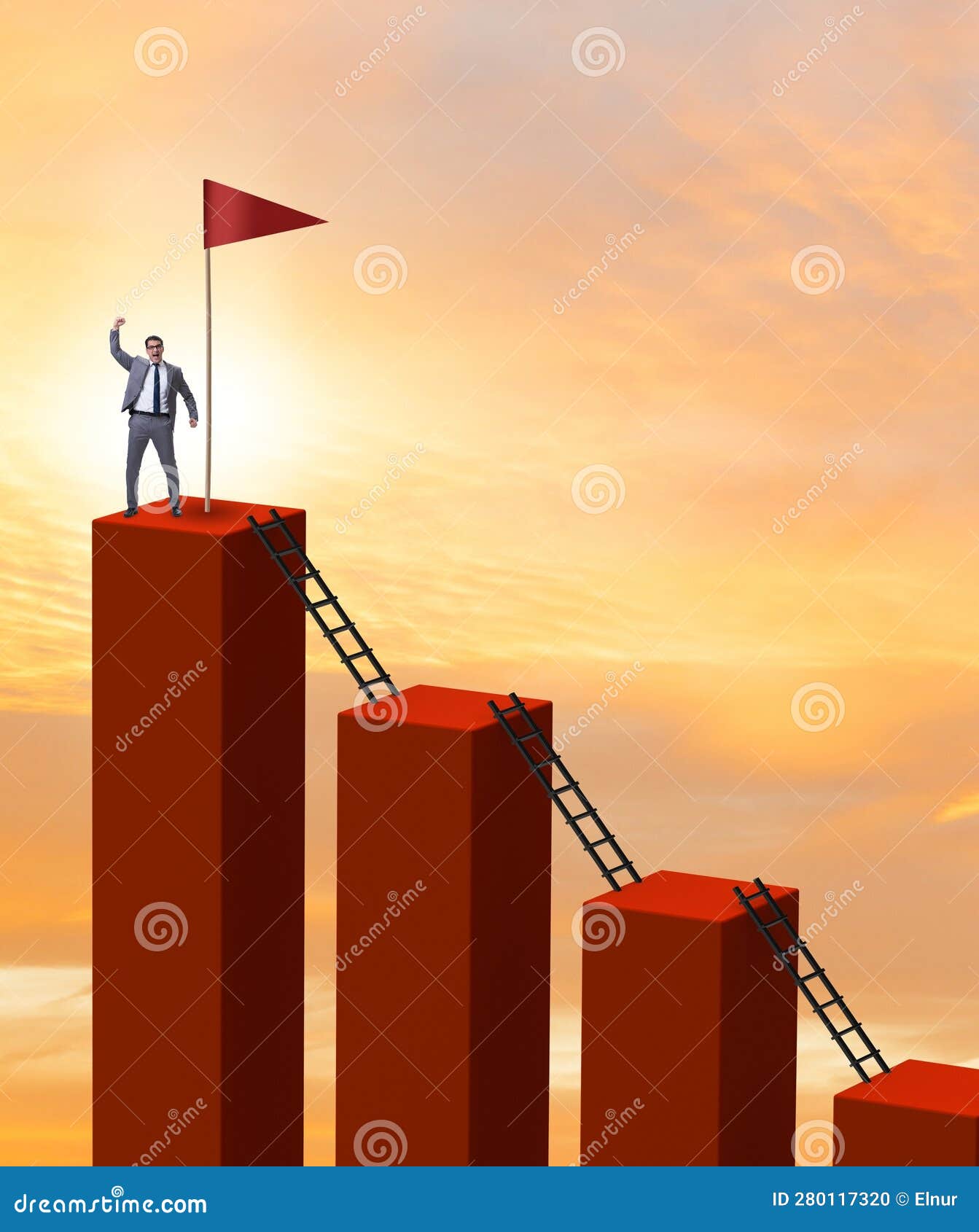 Businessman in Career Growth and Progression Concept Stock Photo