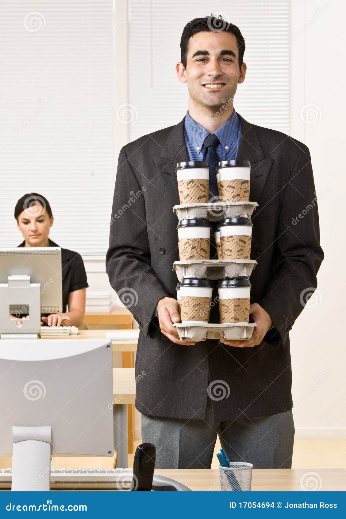 Businessman Carrying Tray of Coffee Stock Photo Image of large, latin