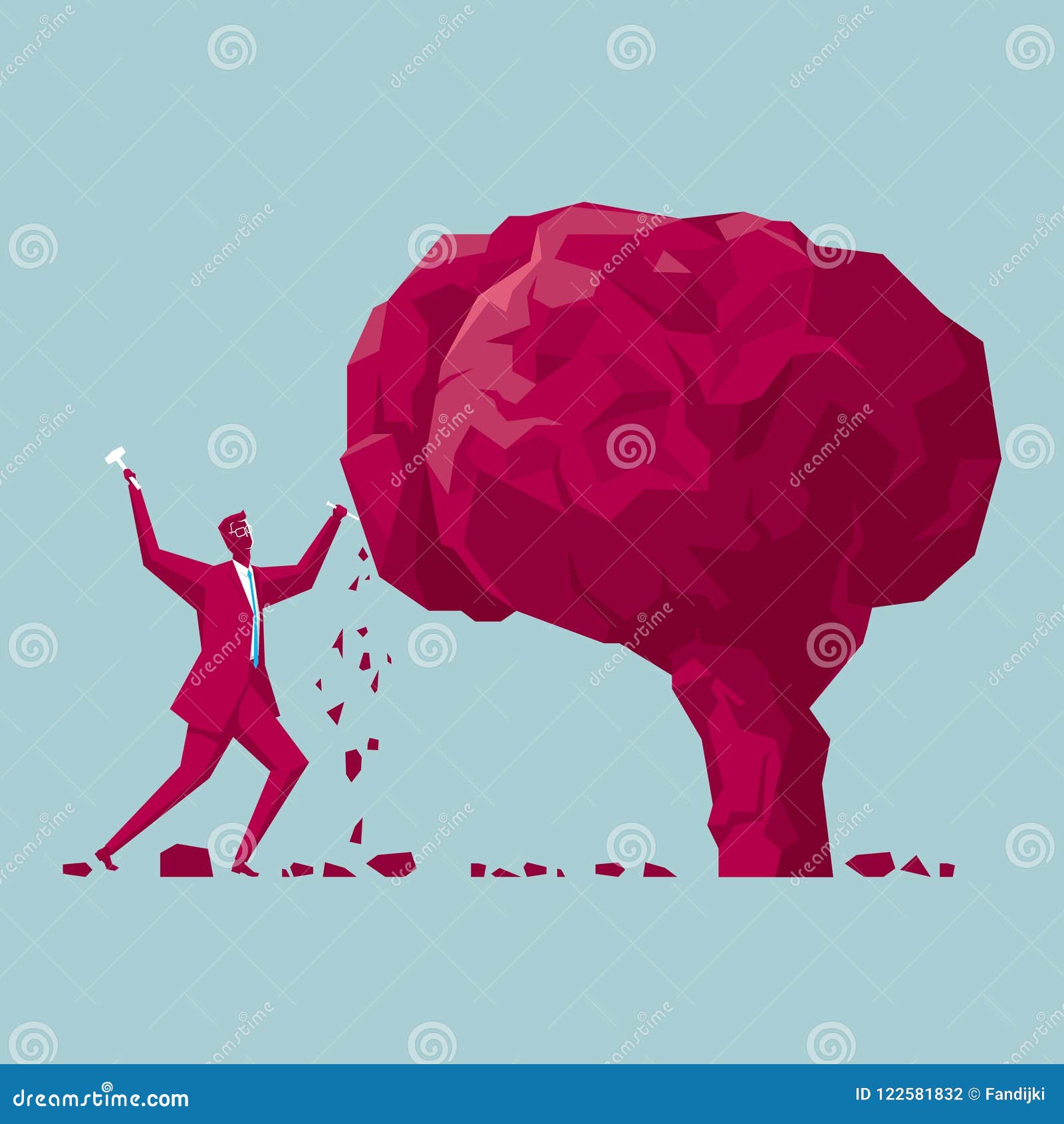 a businessman is carving a brain sign.