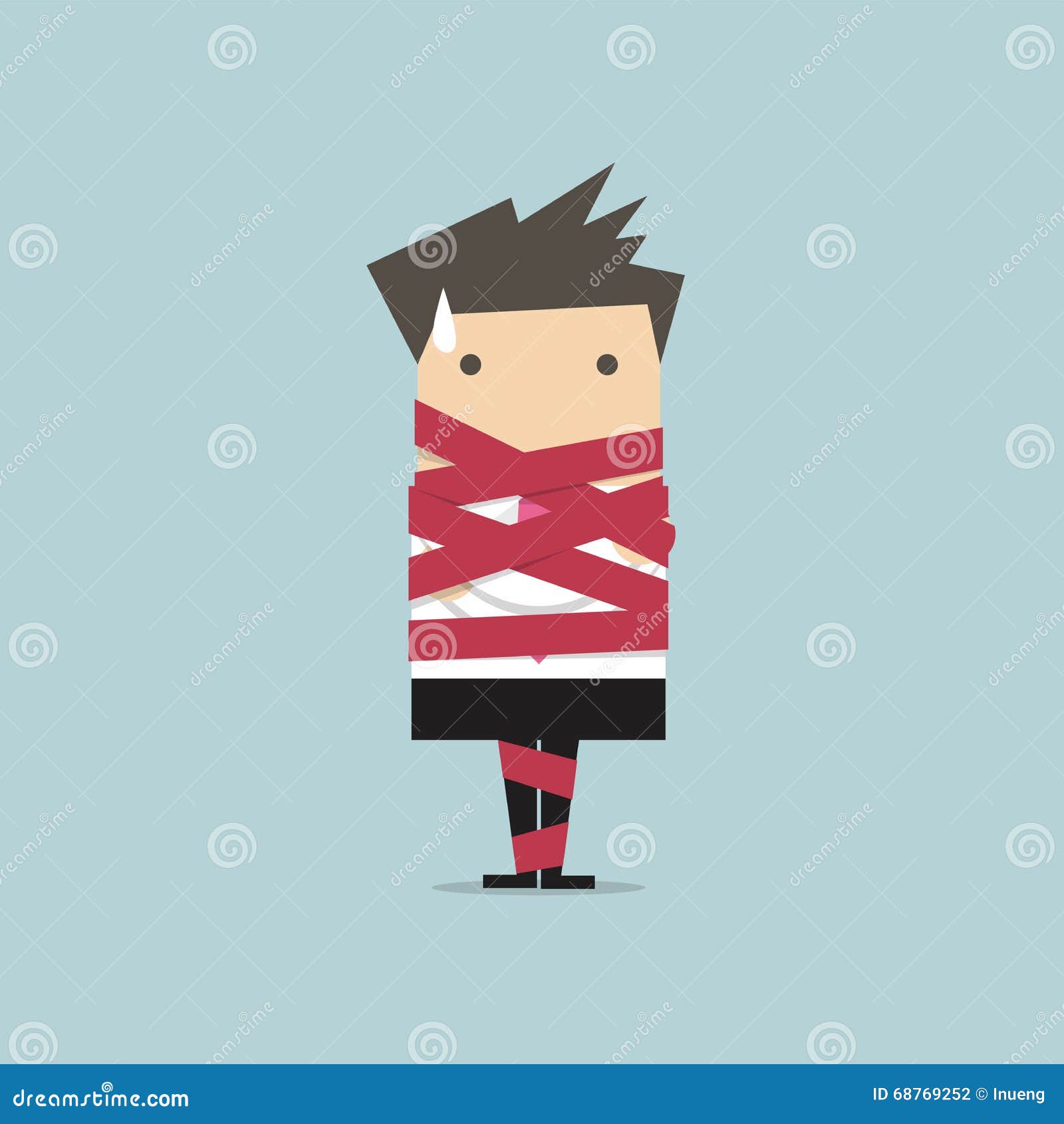 Businessman Caught in Red Tape Stock Vector Illustration of abstract