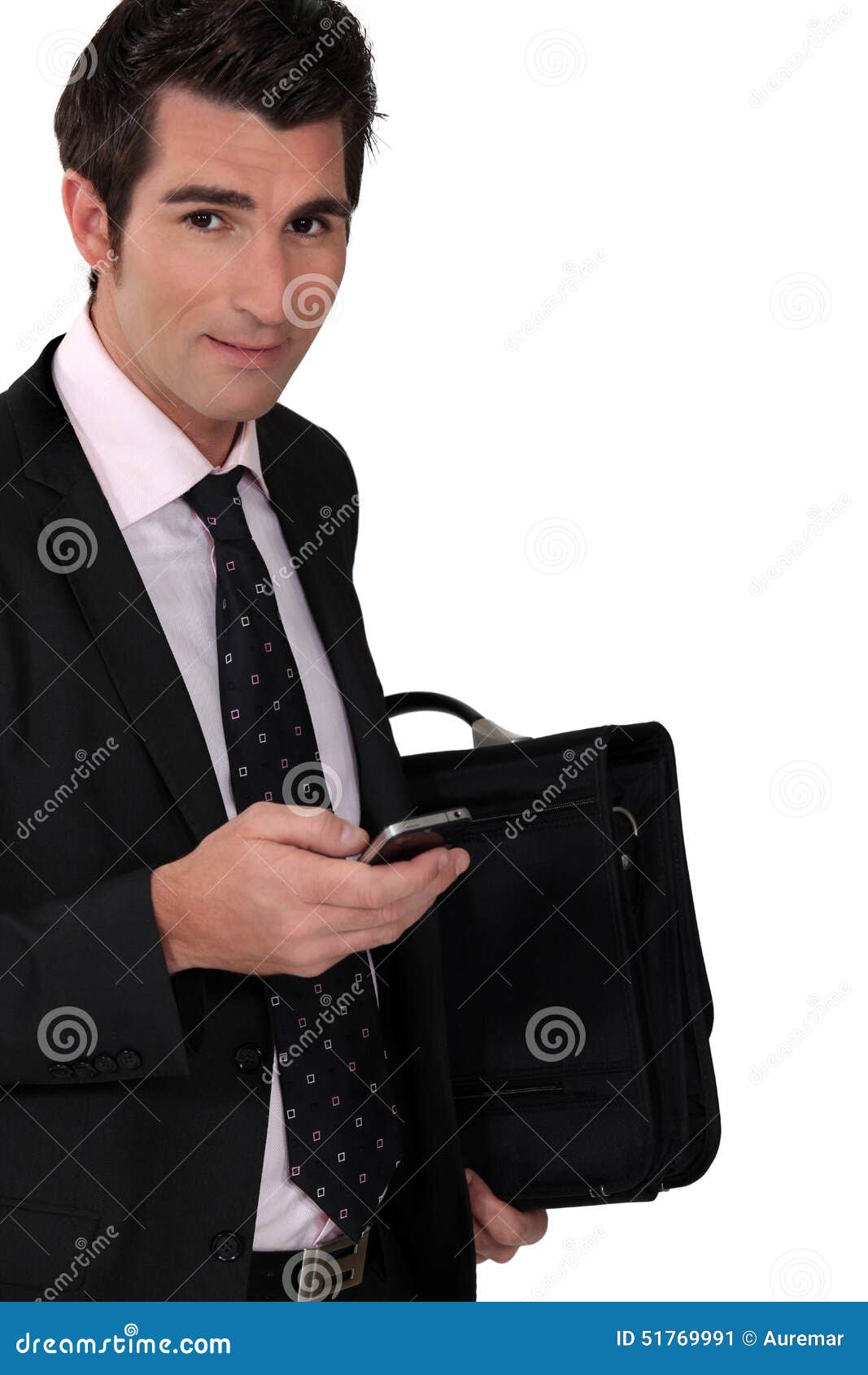 Businessman with a Cellphone Stock Image Image of business, copyspace